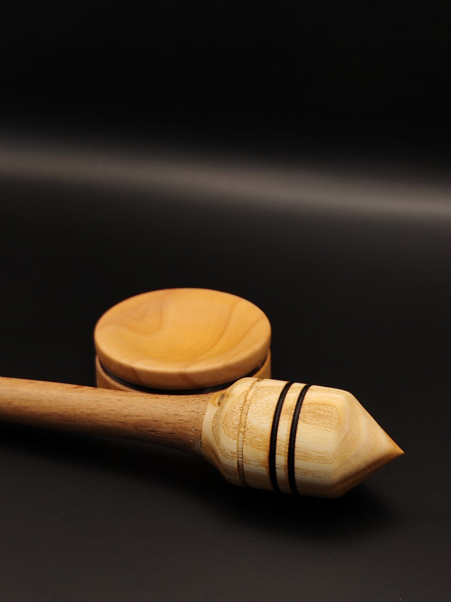 Support Spindle Set: Acacia Whorl & Beech Shaft (24 g / 0.85 oz, 25 cm / 9.84 inches) with Support Bowl