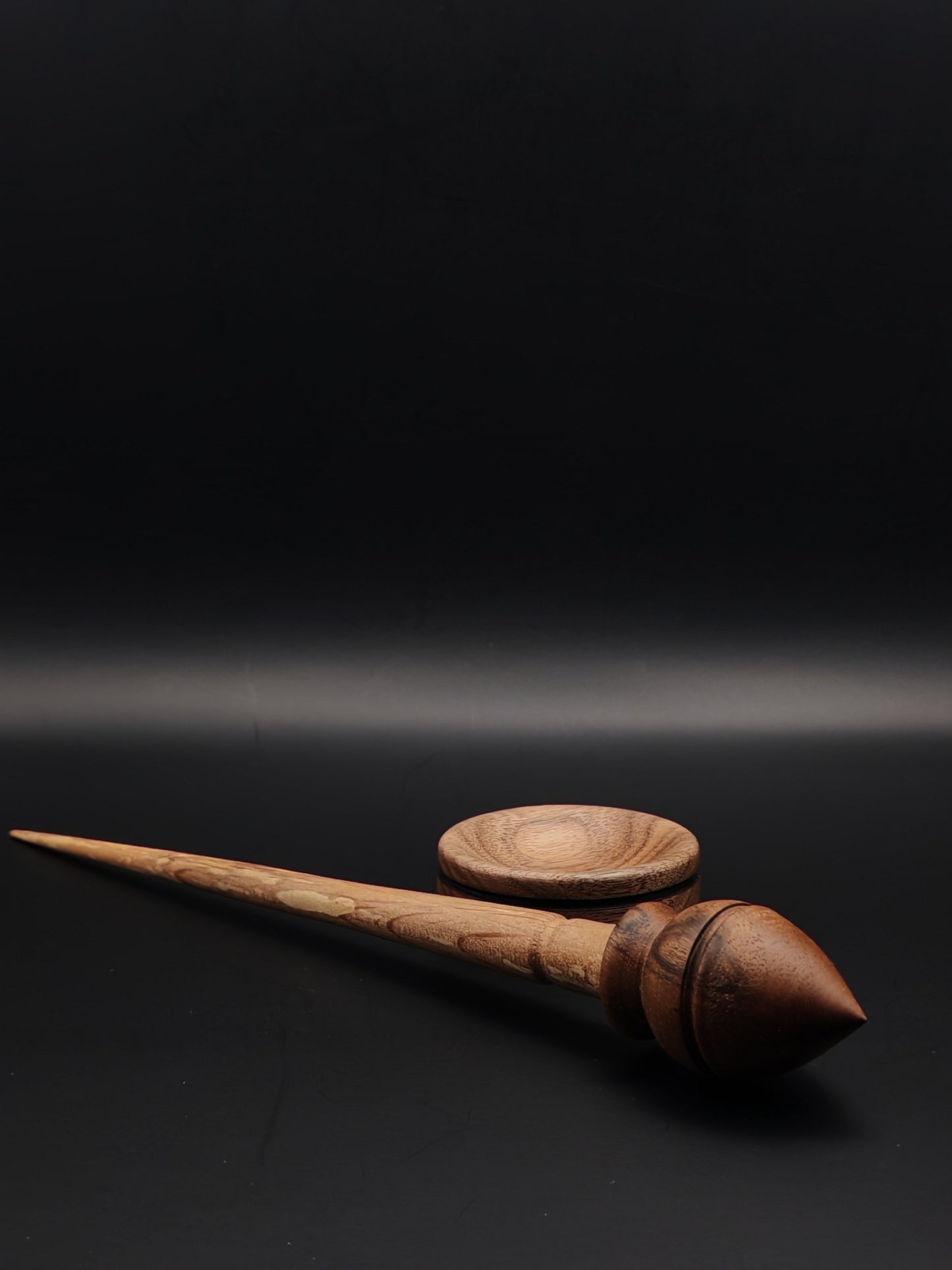 Support Spindle Set: Walnut Whorl & Alder Shaft (25 cm / 9.84 inches, 21 g / 0.74 oz) with Walnut Support Bowl