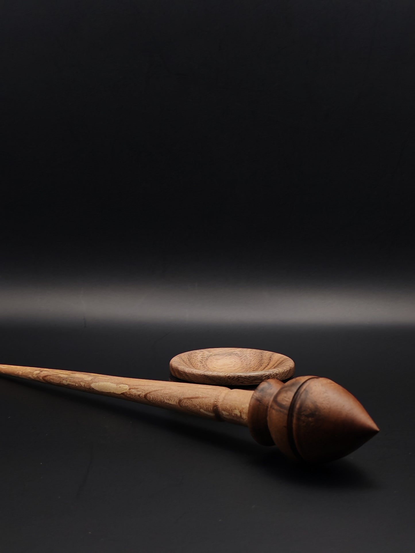 Support Spindle Set: Walnut Whorl & Alder Shaft (25 cm / 9.84 inches, 21 g / 0.74 oz) with Walnut Support Bowl