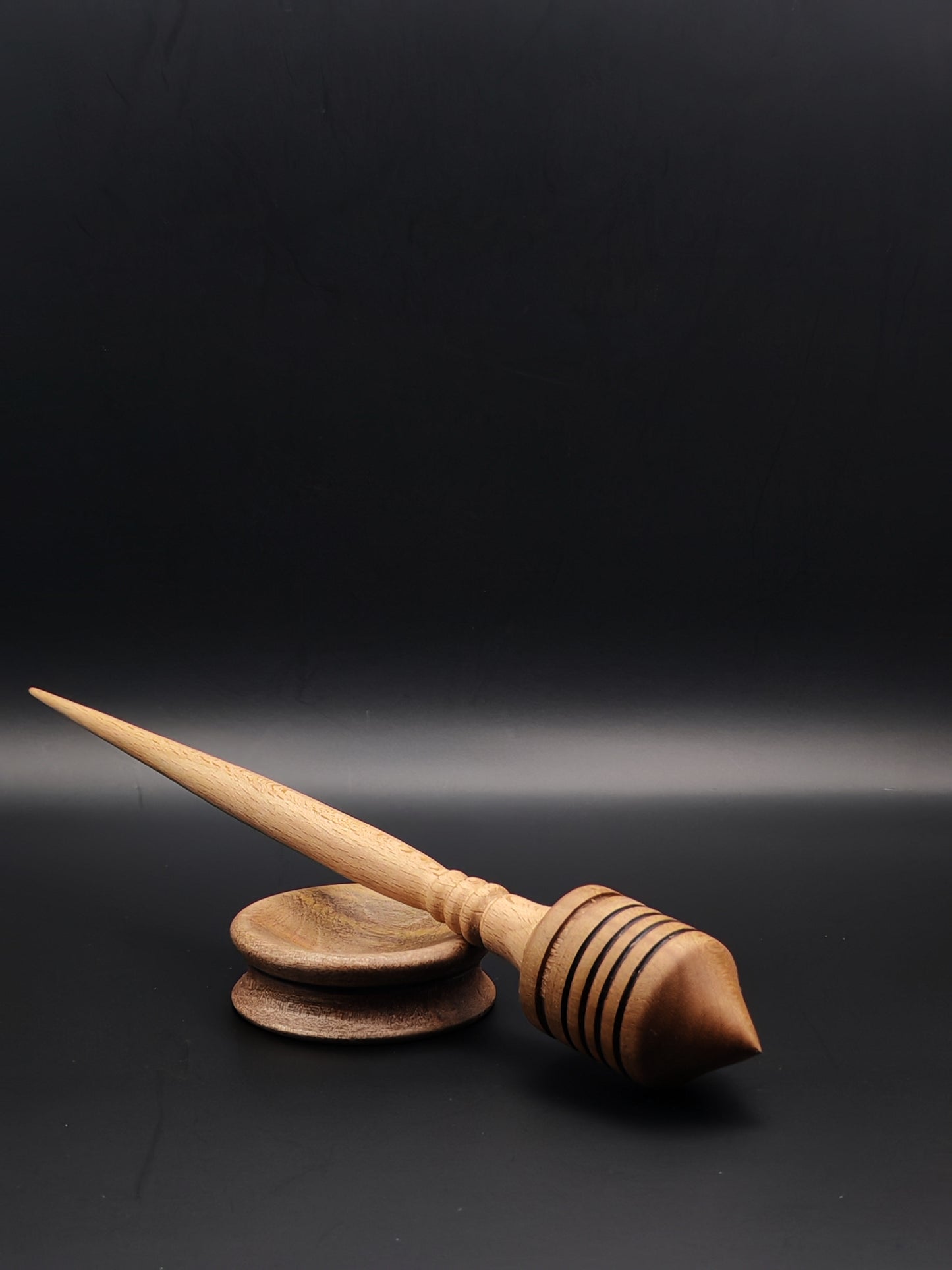 Support Spindle Set: Walnut Whorl & Beech Shaft (24.5 cm / 9.65 inches, 27 g / 0.95 oz) with Walnut Support Bowl