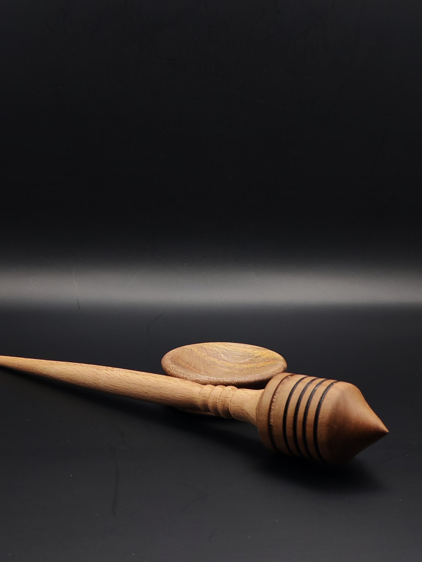 Support Spindle Set: Walnut Whorl & Beech Shaft (24.5 cm / 9.65 inches, 27 g / 0.95 oz) with Walnut Support Bowl