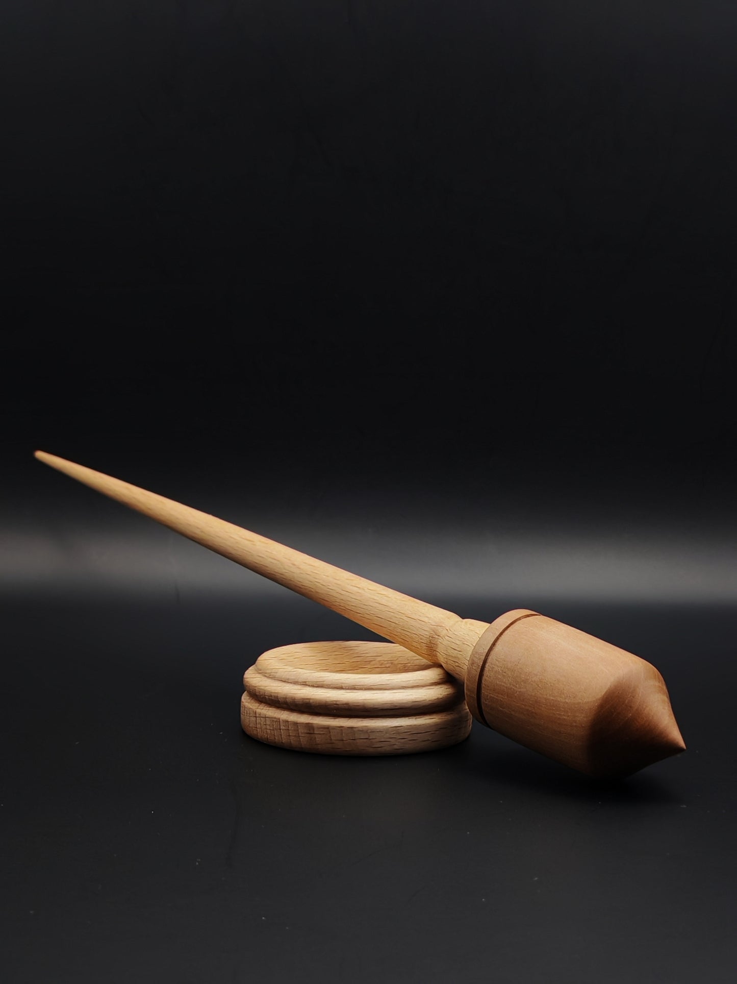 Support Spindle Set: Pear Whorl & Beech Shaft (26 cm / 10.24 inches, 28 g / 0.99 oz) with Beech Support Bowl