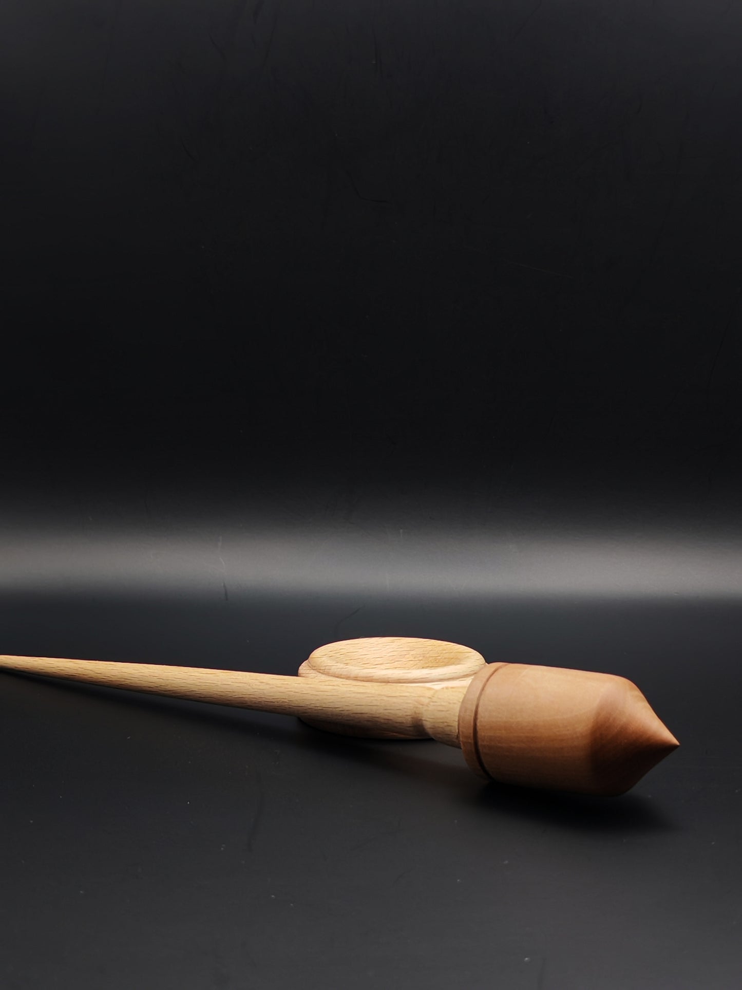 Support Spindle Set: Pear Whorl & Beech Shaft (26 cm / 10.24 inches, 28 g / 0.99 oz) with Beech Support Bowl