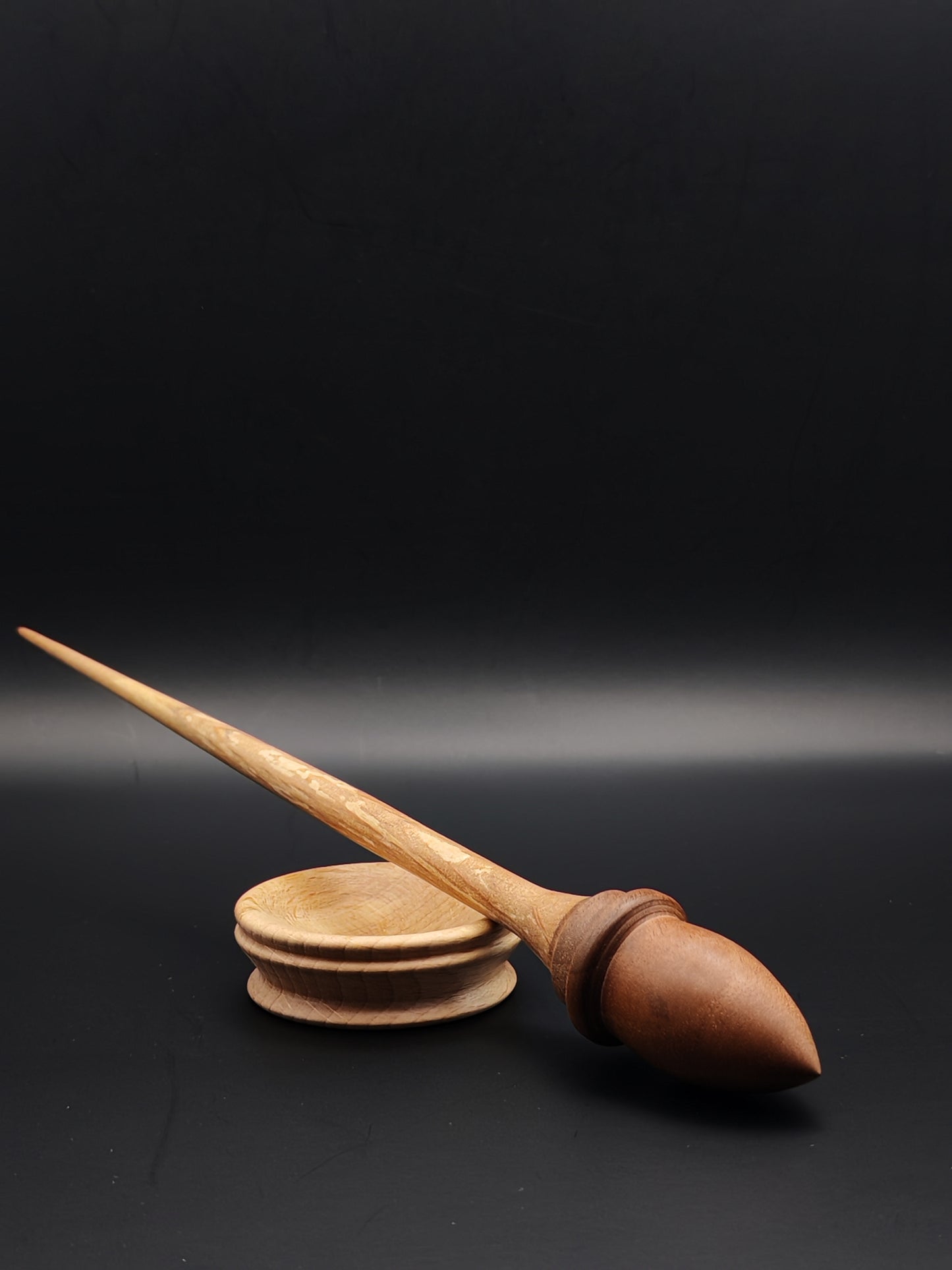 Support Spindle Set: Walnut Whorl & Alder Shaft (25 cm / 9.84 inches, 18 g / 0.63 oz) with Beech Support Bowl