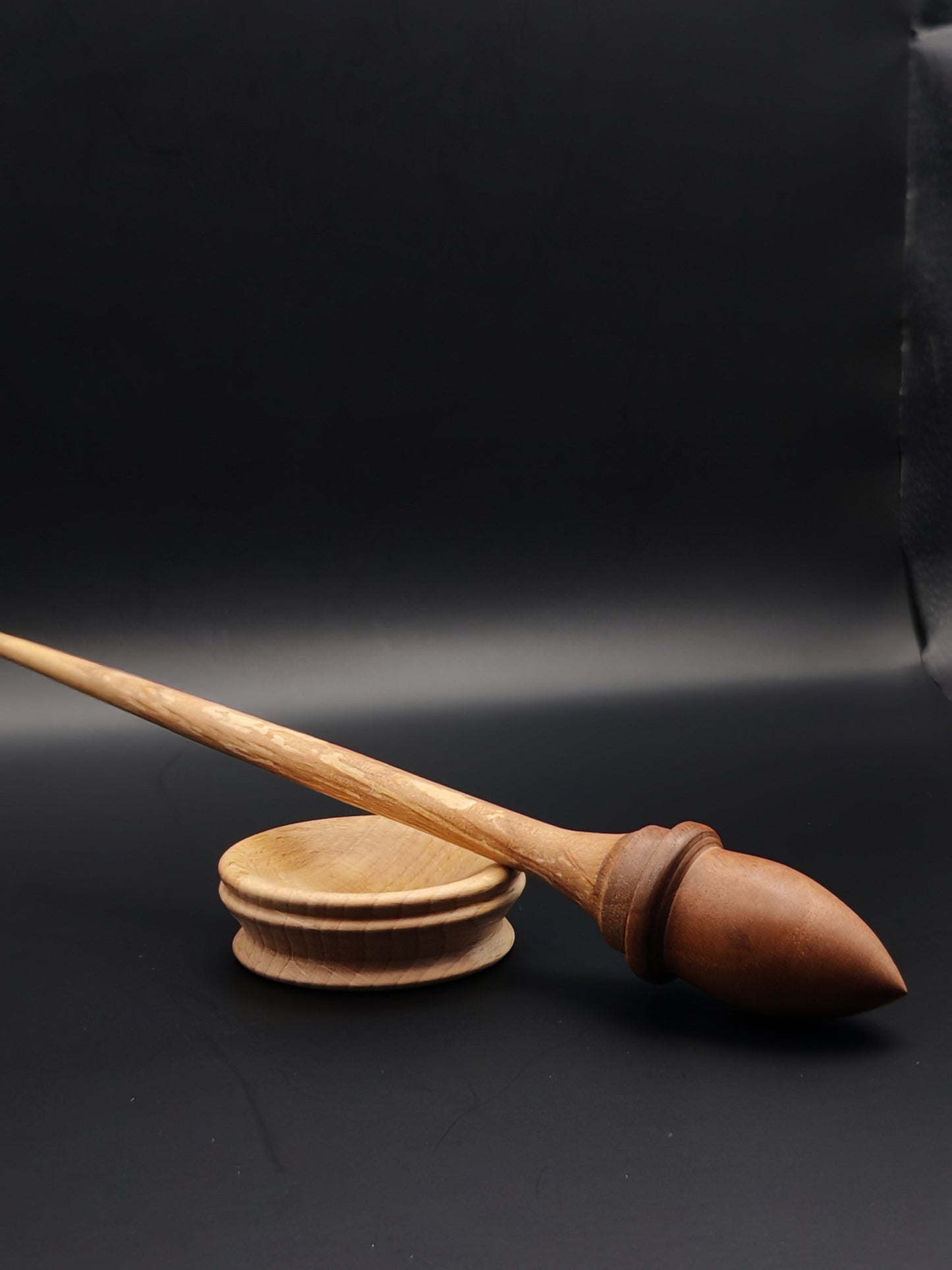 Support Spindle Set: Walnut Whorl & Alder Shaft (25 cm / 9.84 inches, 18 g / 0.63 oz) with Beech Support Bowl