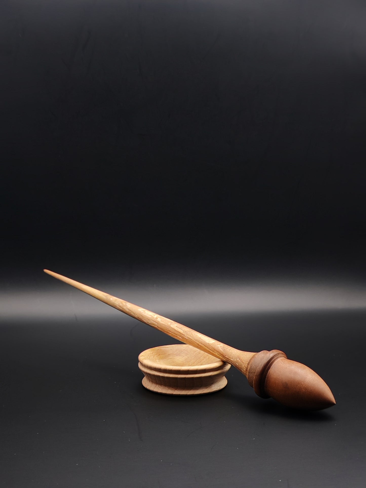 Support Spindle Set: Walnut Whorl & Alder Shaft (25 cm / 9.84 inches, 18 g / 0.63 oz) with Beech Support Bowl