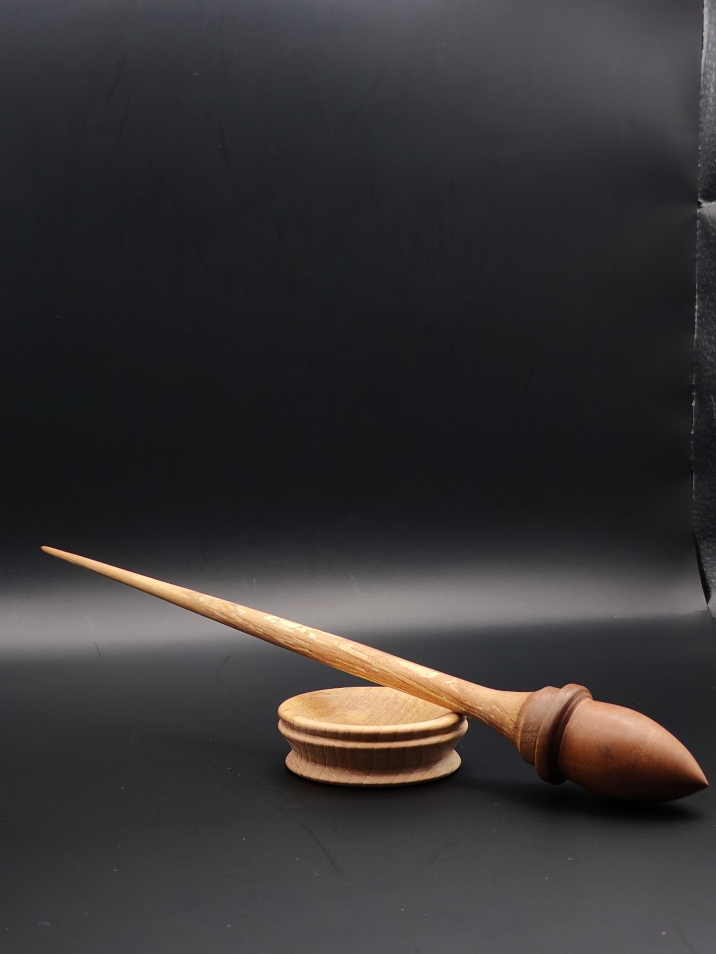 Support Spindle Set: Walnut Whorl & Alder Shaft (25 cm / 9.84 inches, 18 g / 0.63 oz) with Beech Support Bowl