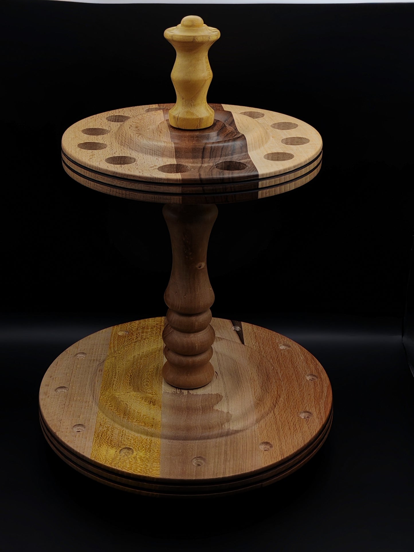 Spindle Stand: Multi-Wood Design for 12 Drop & Support Spindles (17 cm / 6.69 inches)