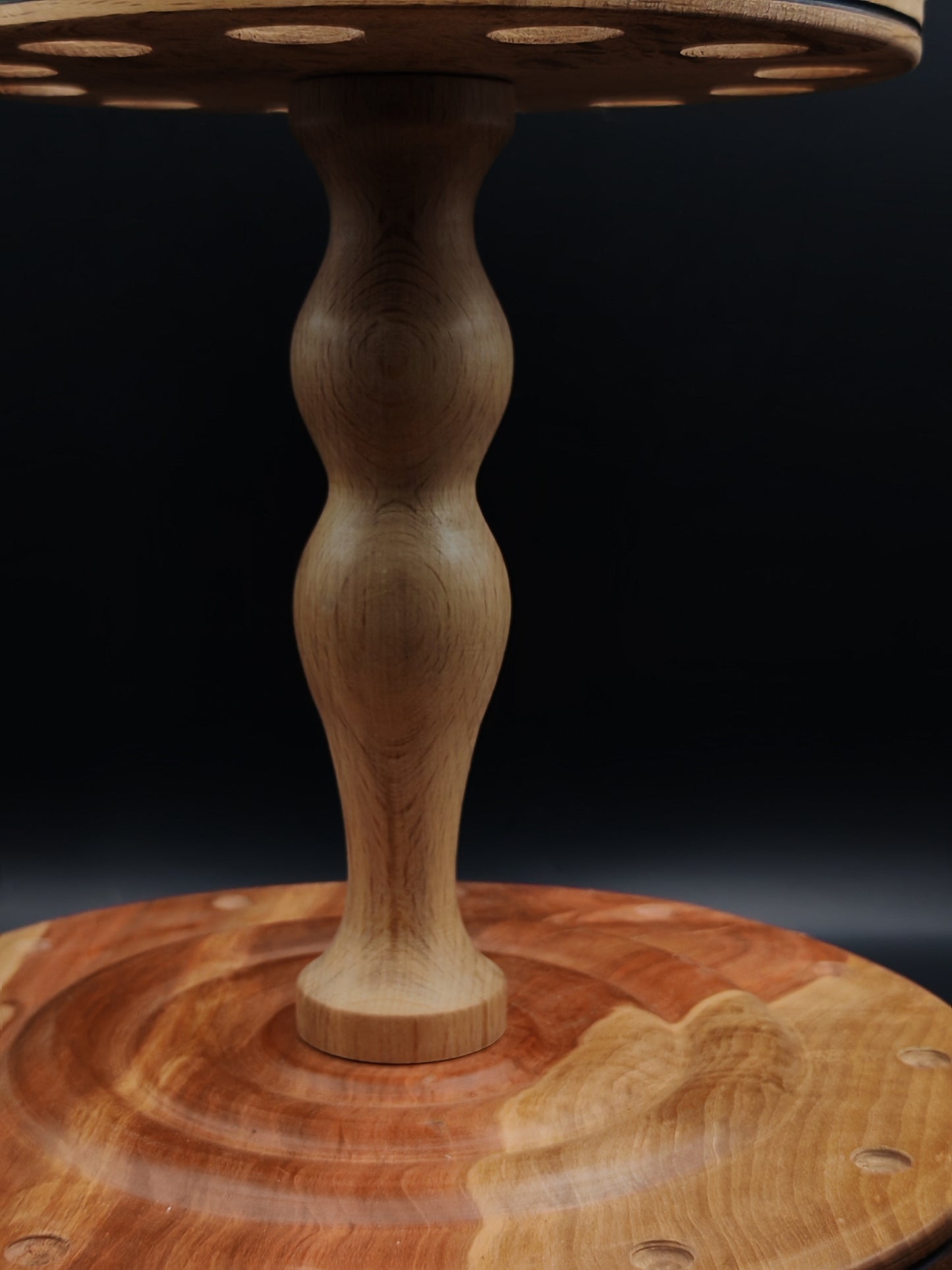 Spindle Stand for 12 Support and Drop Spindles: Pear, Beech, and Rose-Colored Wood