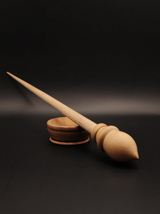 Support Spindle Set: Walnut Shaft & Pear Whorl (28.5 cm / 11.22 inches, 25 g / 0.88 oz) with Walnut Support Bowl