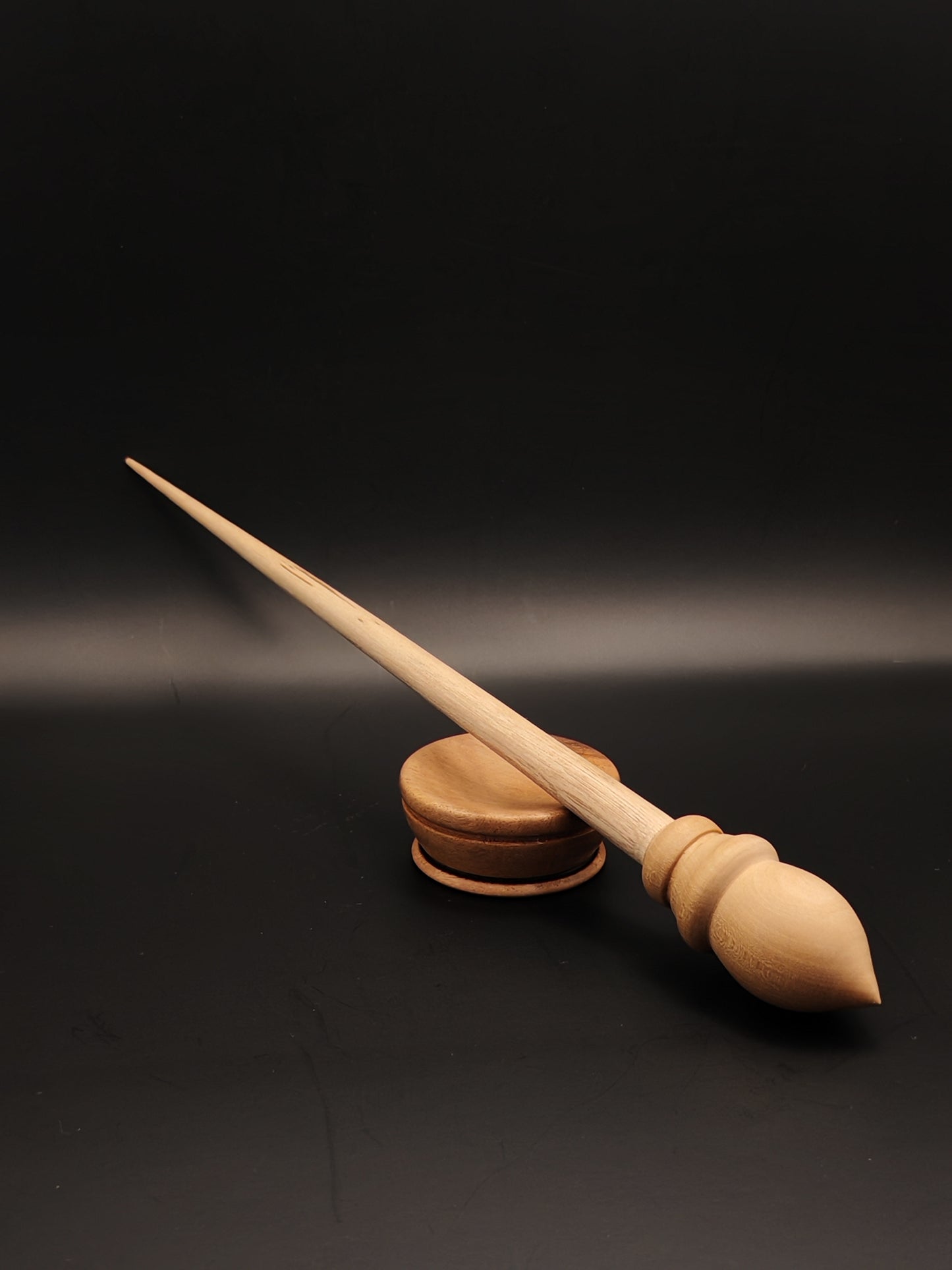 Support Spindle Set: Walnut Shaft & Pear Whorl (28.5 cm / 11.22 inches, 25 g / 0.88 oz) with Walnut Support Bowl