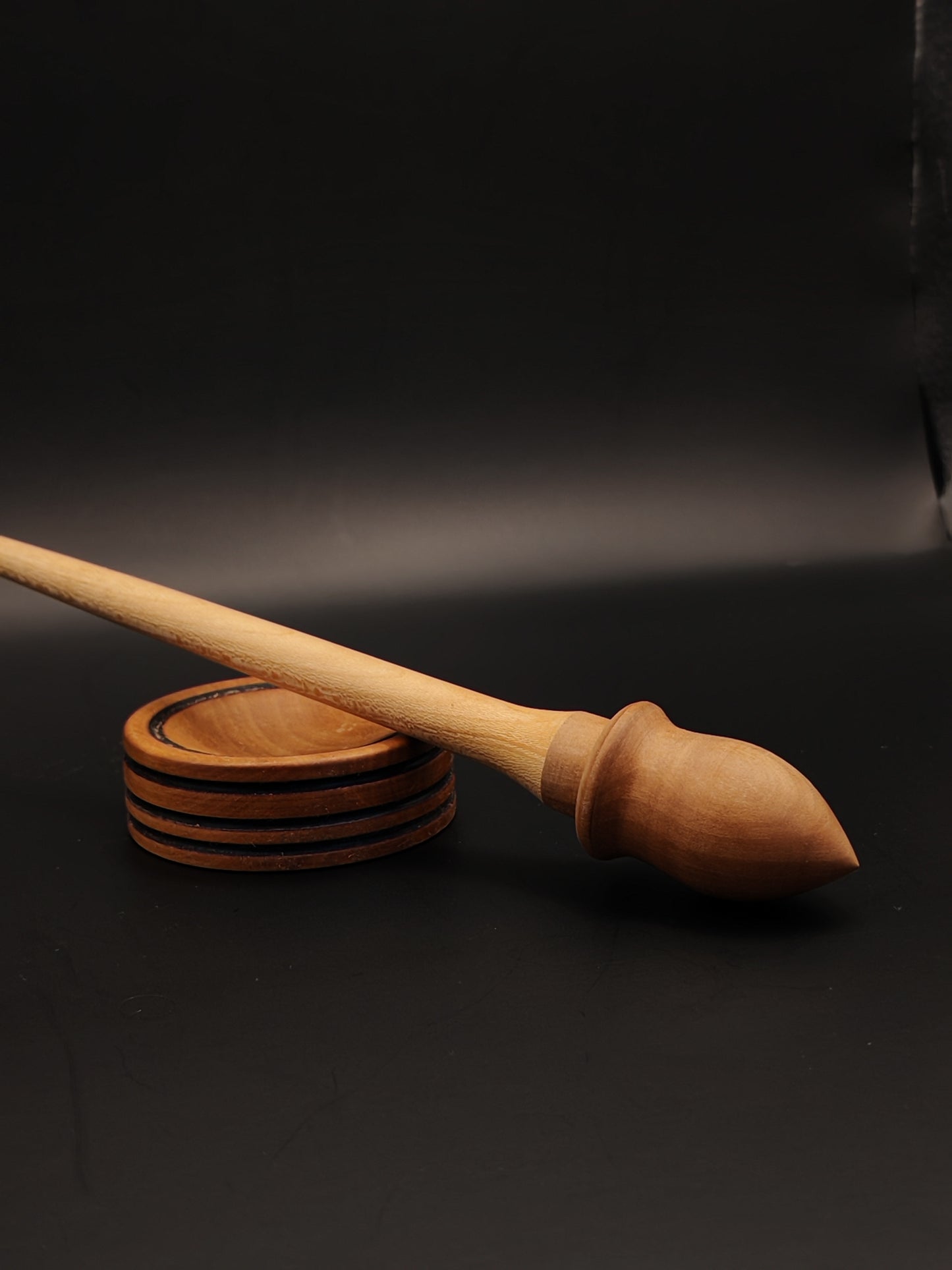 Support Spindle Set: Beech Shaft & Pear Whorl (23.5 cm / 9.25 inches, 19 g / 0.67 oz) with Pear Support Bowl