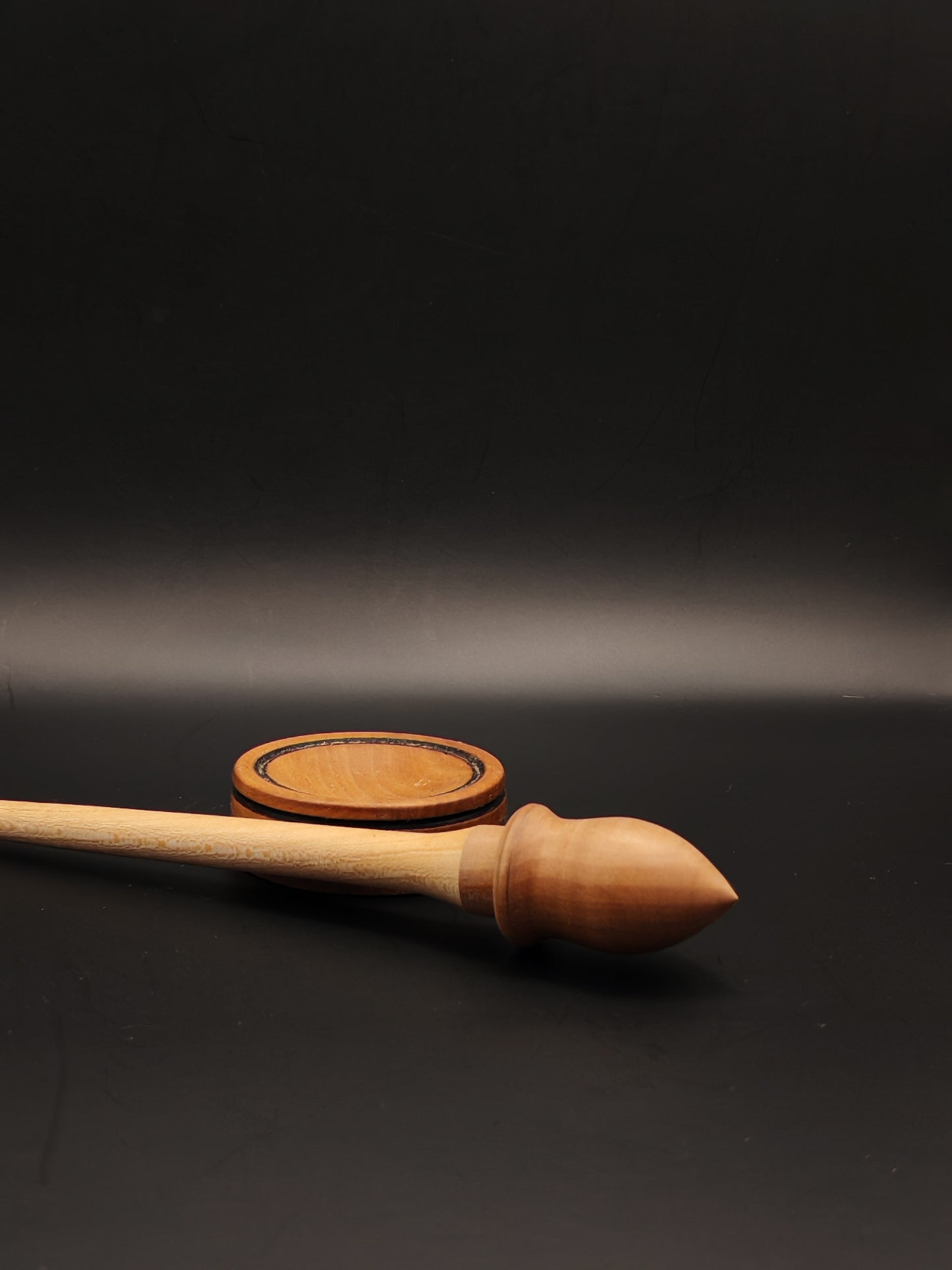 Support Spindle Set: Beech Shaft & Pear Whorl (23.5 cm / 9.25 inches, 19 g / 0.67 oz) with Pear Support Bowl