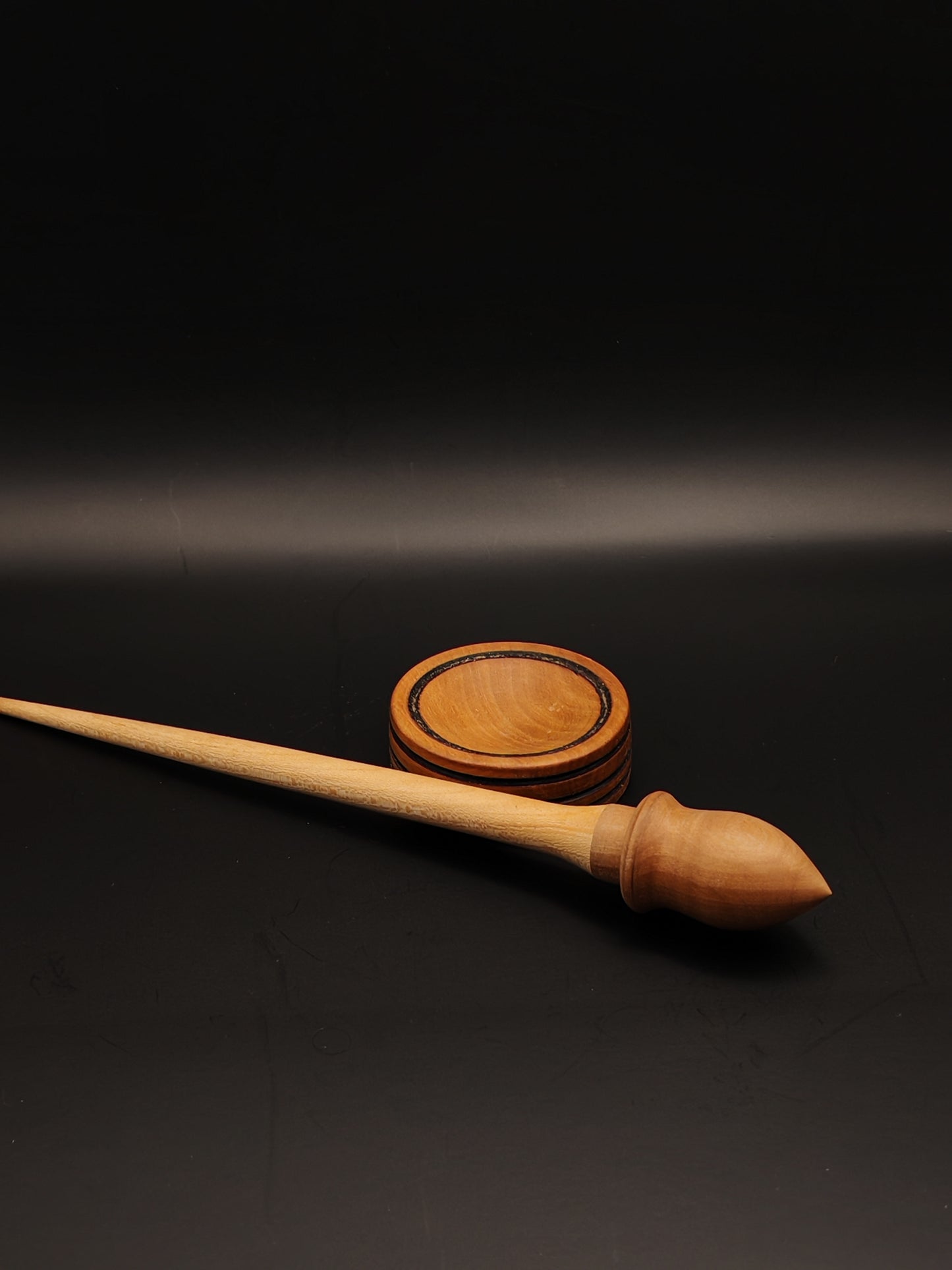 Support Spindle Set: Beech Shaft & Pear Whorl (23.5 cm / 9.25 inches, 19 g / 0.67 oz) with Pear Support Bowl