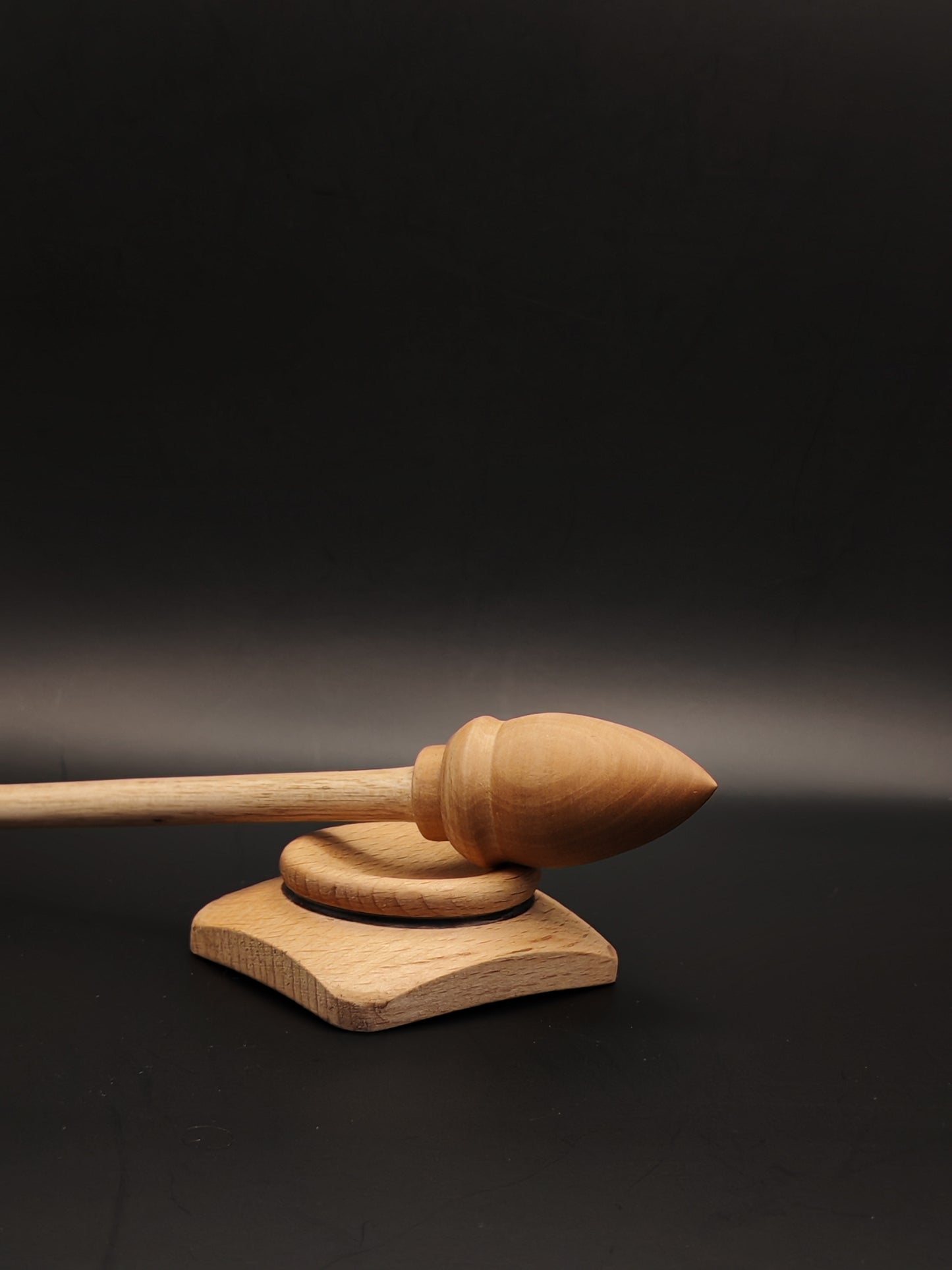 Support Spindle Set: Grey Walnut Shaft & Pear Whorl (25 cm / 9.84 inches, 20 g / 0.71 oz) with Beech Support Bowl