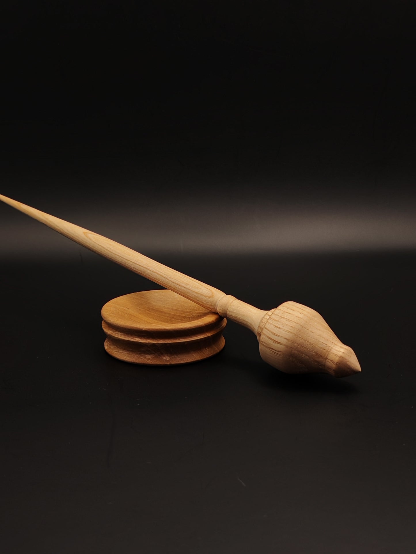 Support Spindle Set: Apple Shaft & Oak Whorl (24 cm / 9.45 inches, 20 g / 0.71 oz) with Pear Support Bowl