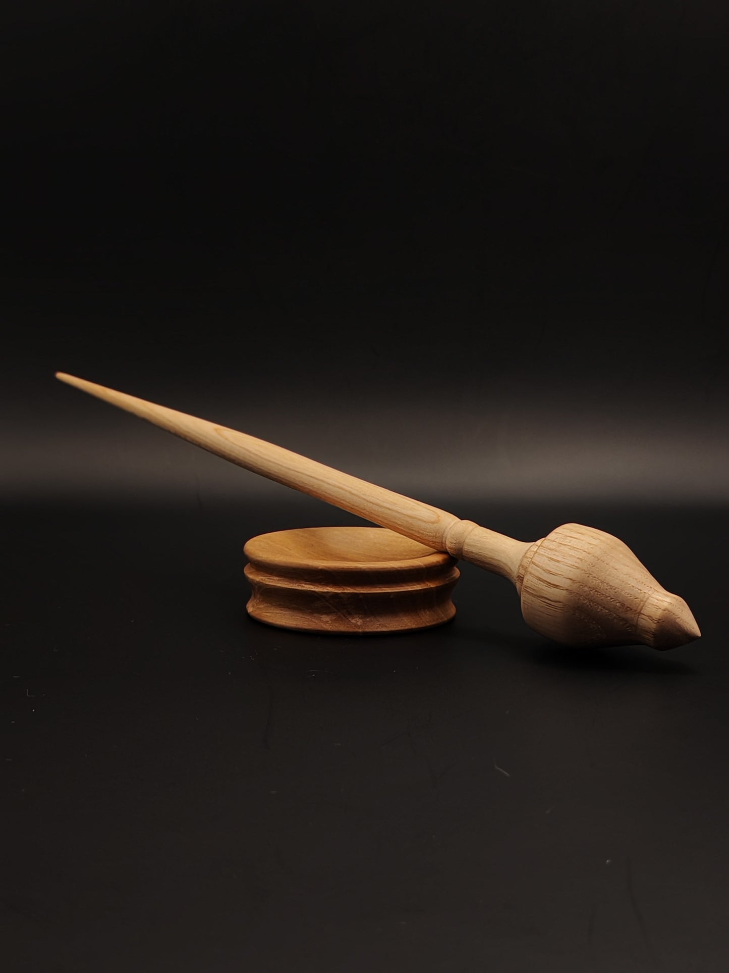 Support Spindle Set: Apple Shaft & Oak Whorl (24 cm / 9.45 inches, 20 g / 0.71 oz) with Pear Support Bowl