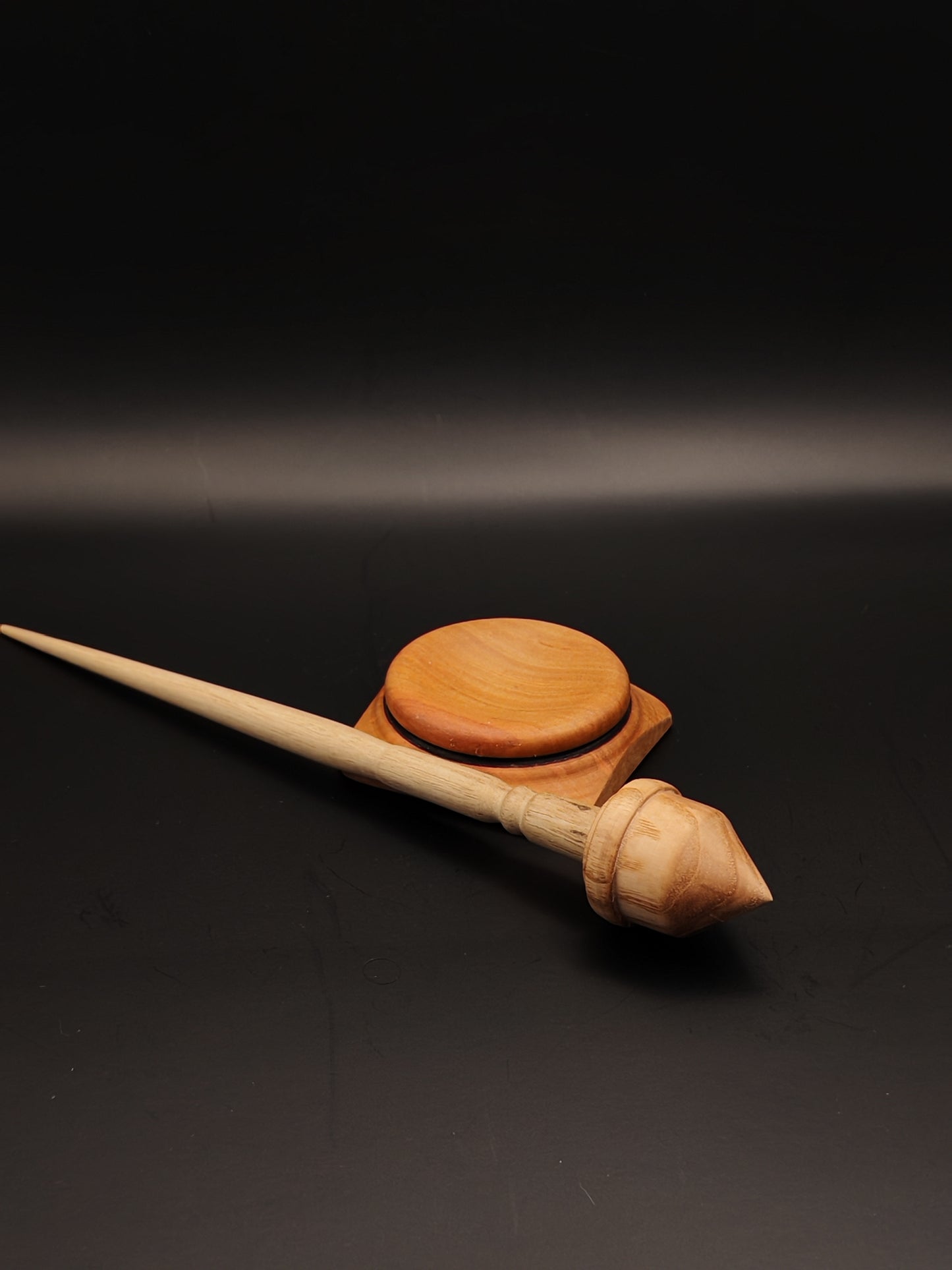 Support Spindle Set: Walnut Shaft & Oak Whorl (23 cm / 9.06 inches, 18 g / 0.63 oz) with Plum Support Bowl