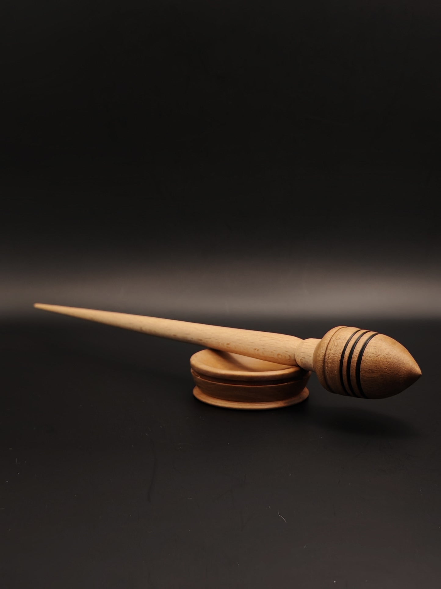 Support Spindle Set: Beech Shaft & Walnut Whorl (24.5 cm / 9.65 inches, 23 g / 0.81 oz) with Pear Support Bowl