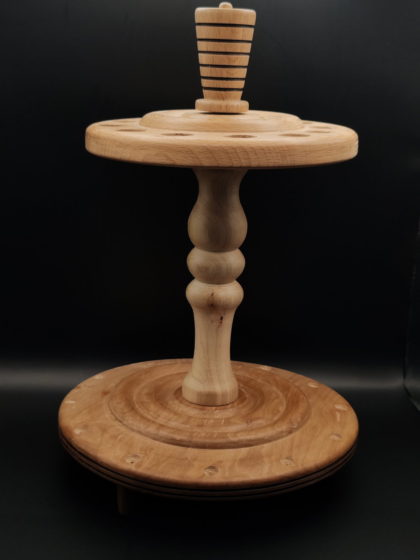 Spindle Stand for 12 Spindles: Pear, Apple, Beech & Oak Woods (17 cm / 6.69 inches Distance)