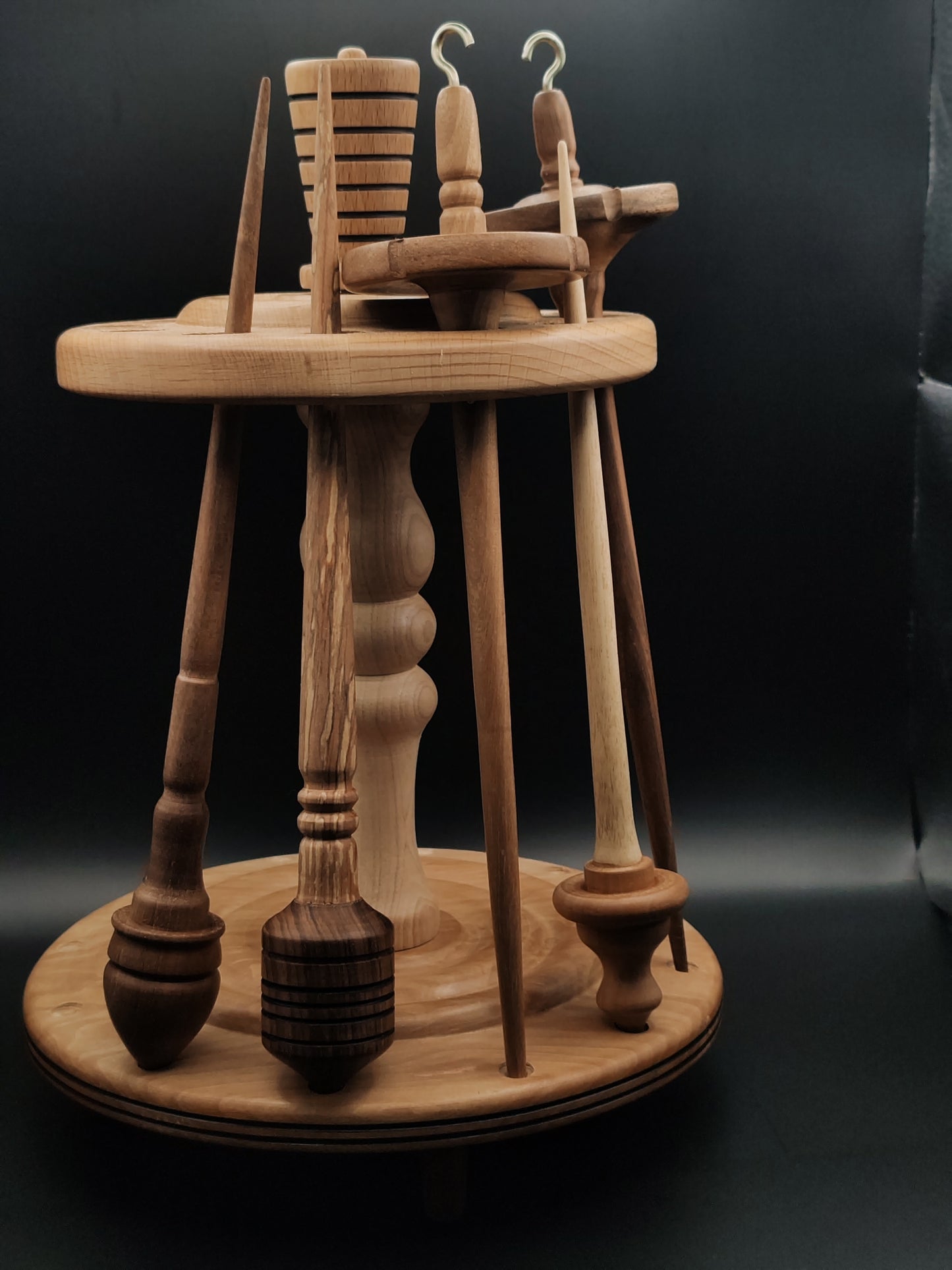 Spindle Stand for 12 Spindles: Pear, Apple, Beech & Oak Woods (17 cm / 6.69 inches Distance)