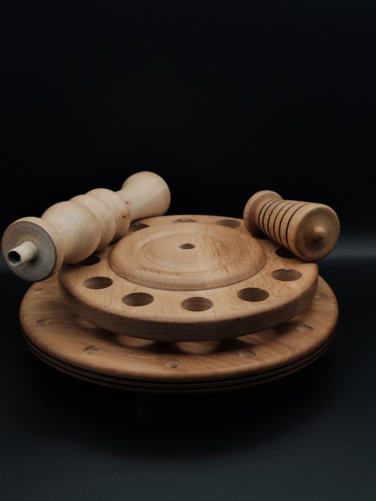 Spindle Stand for 12 Spindles: Pear, Apple, Beech & Oak Woods (17 cm / 6.69 inches Distance)