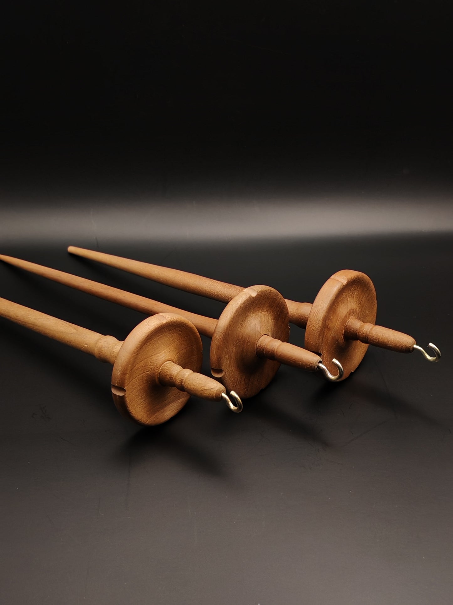 Set of 3 Walnut Drop Spindles: Versatile Tools for Your Spinning Projects