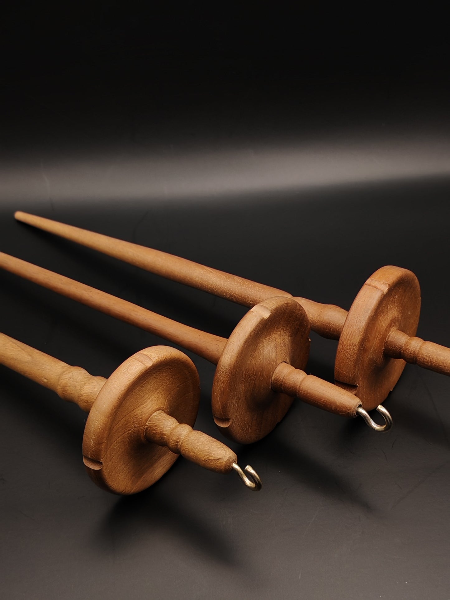 Set of 3 Walnut Drop Spindles: Versatile Tools for Your Spinning Projects