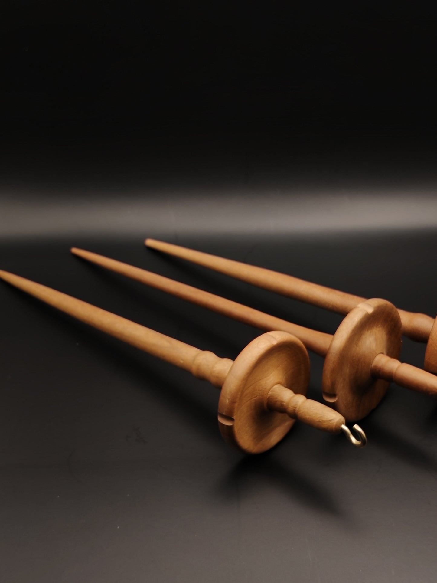 Set of 3 Walnut Drop Spindles: Versatile Tools for Your Spinning Projects