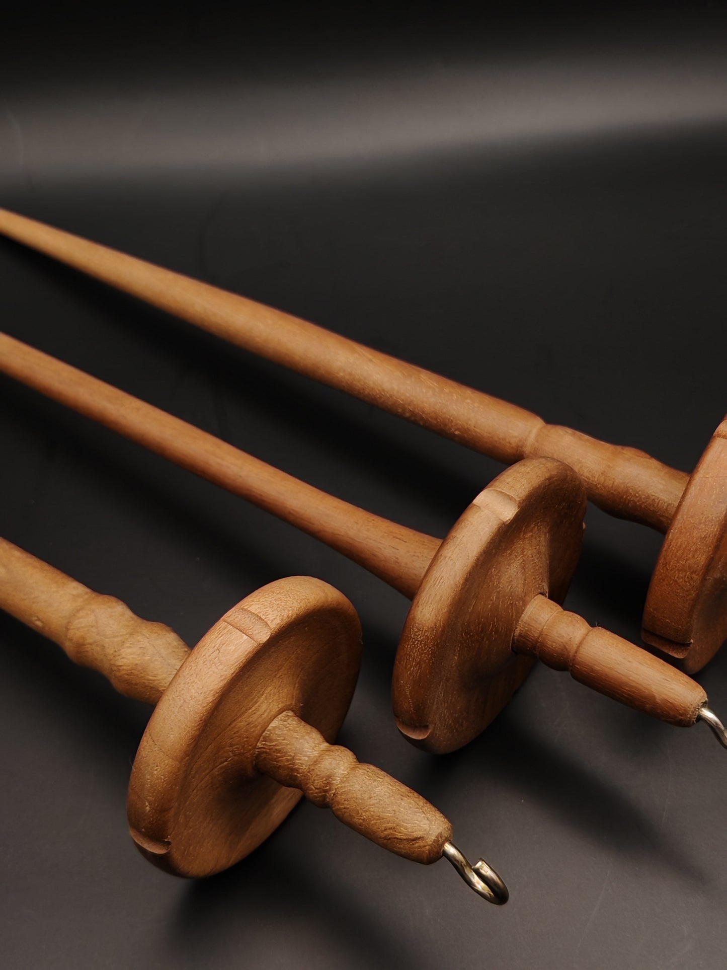 Set of 3 Walnut Drop Spindles: Versatile Tools for Your Spinning Projects