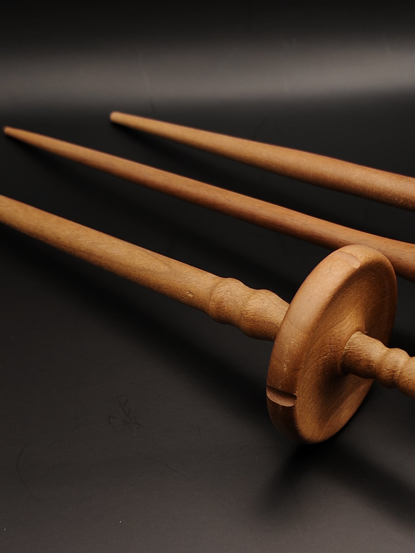 Set of 3 Walnut Drop Spindles: Versatile Tools for Your Spinning Projects