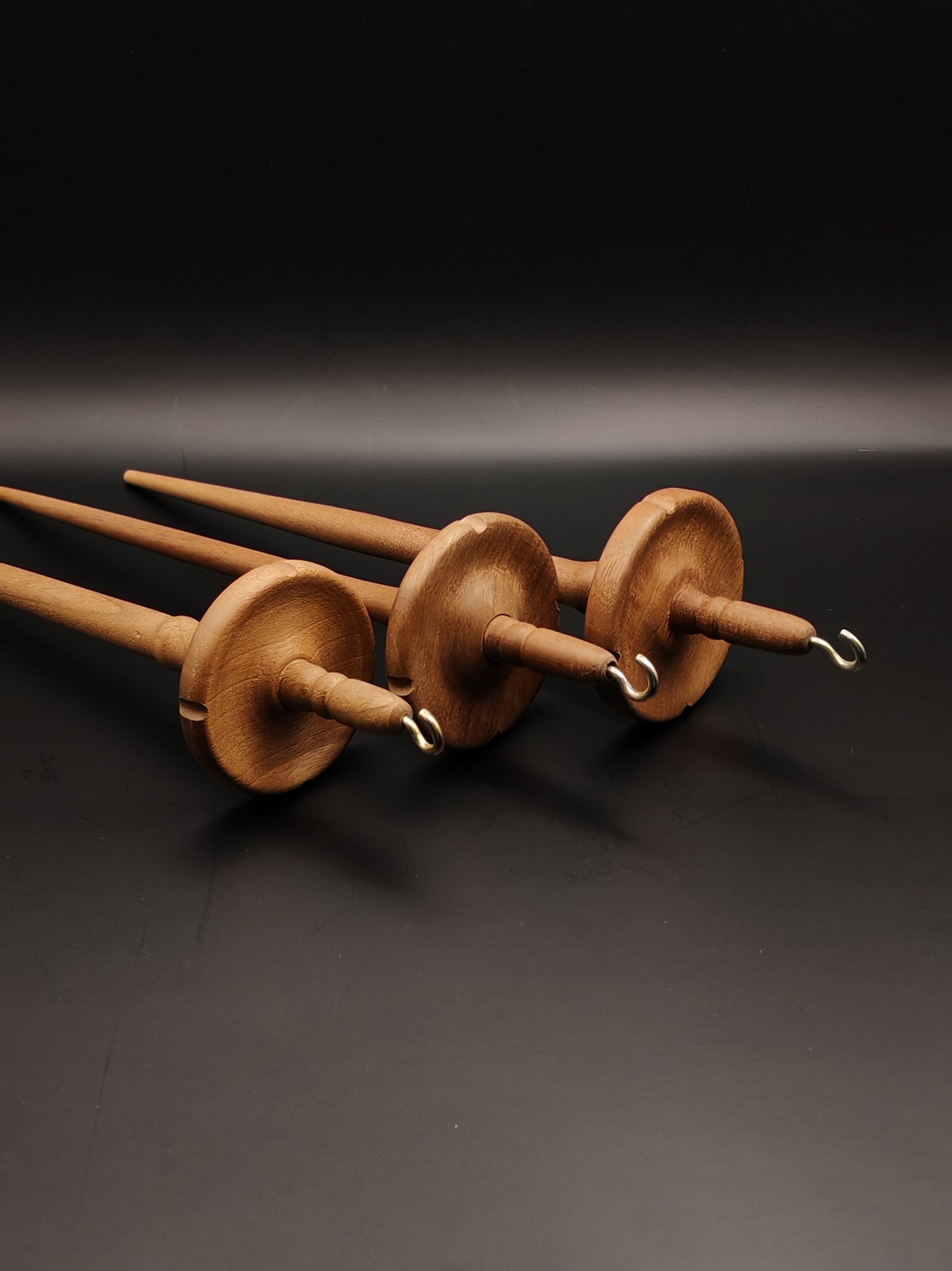 Set of 3 Walnut Drop Spindles: Versatile Tools for Your Spinning Projects