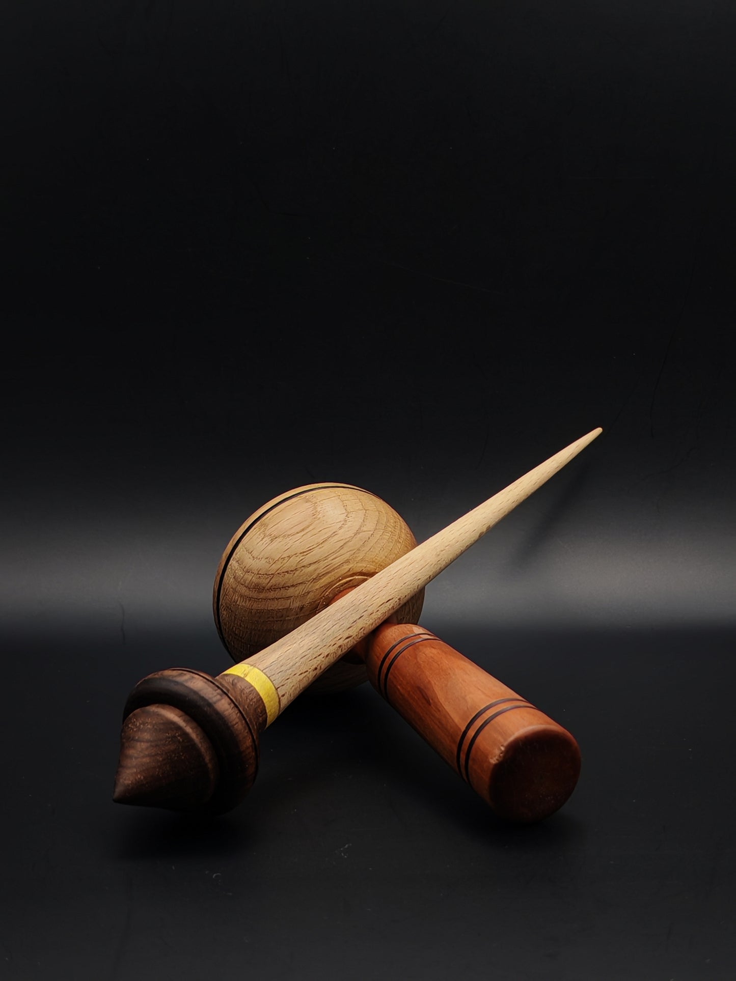 Oak & Mulberry Support Spindle with Walnut Whorl & Oak & Plum Lap Bowl