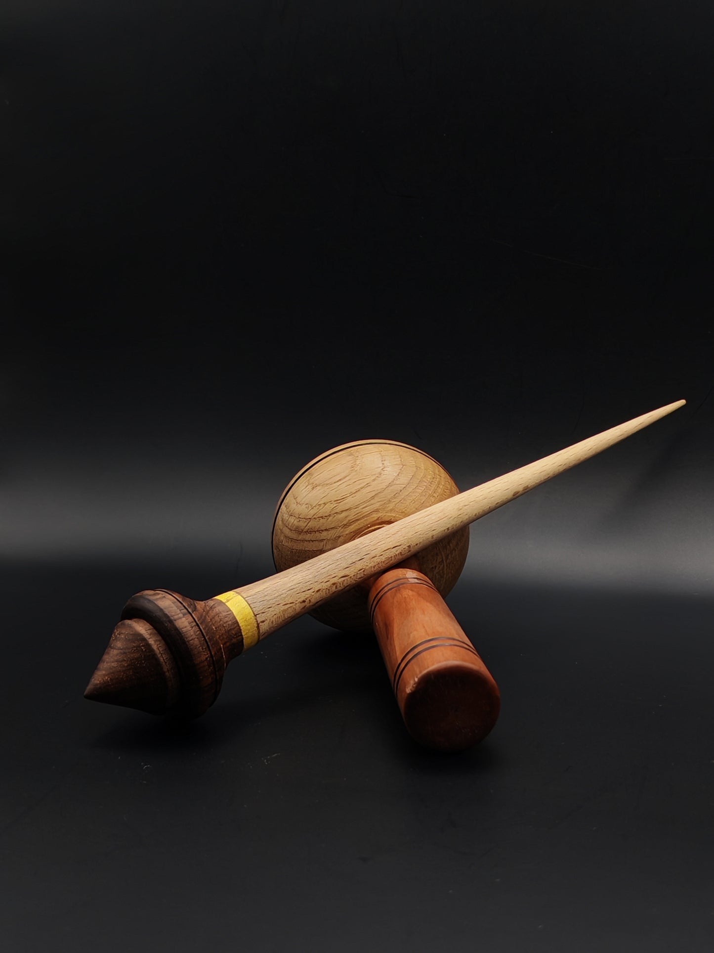 Oak & Mulberry Support Spindle with Walnut Whorl & Oak & Plum Lap Bowl