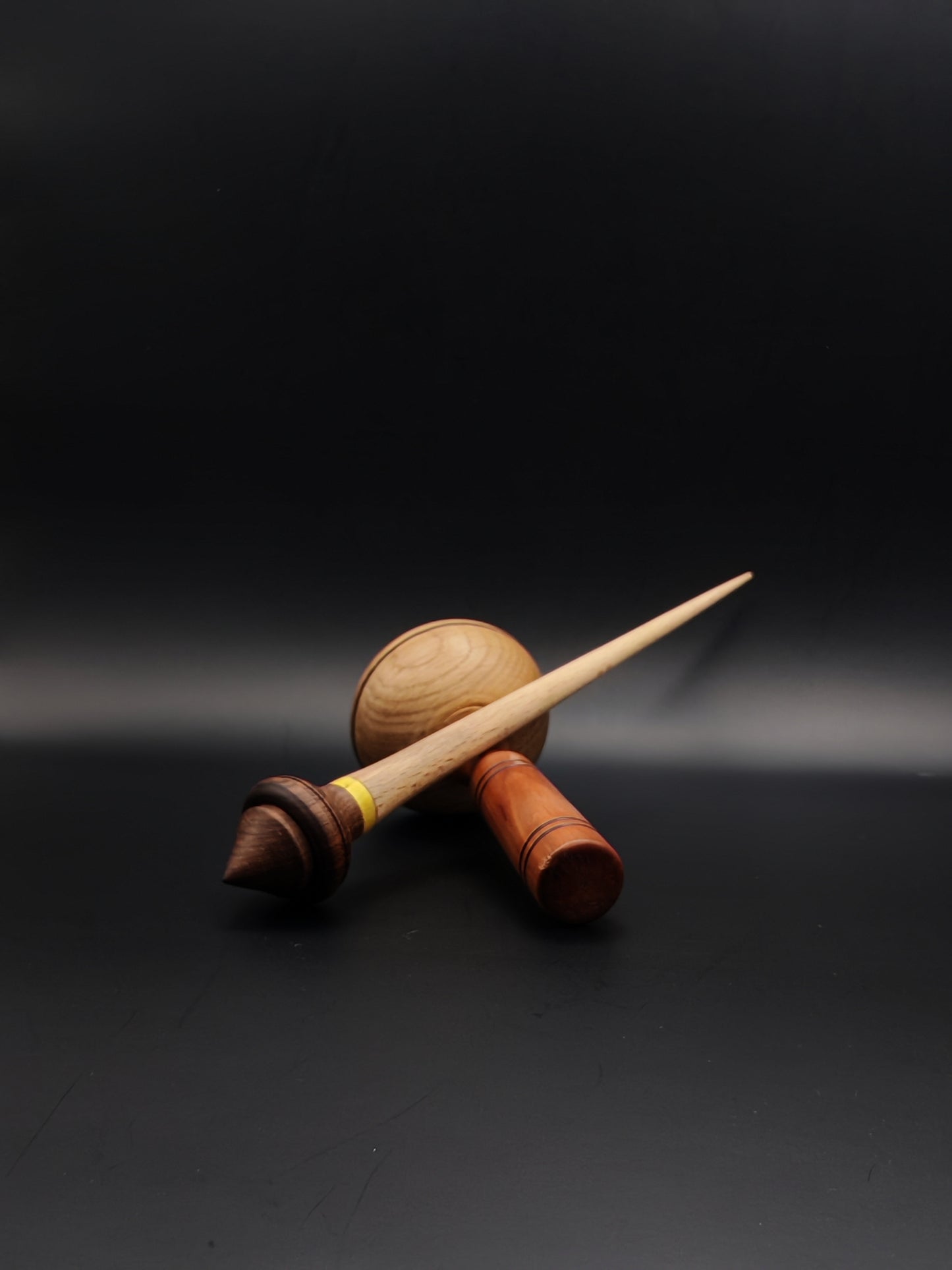 Oak & Mulberry Support Spindle with Walnut Whorl & Oak & Plum Lap Bowl