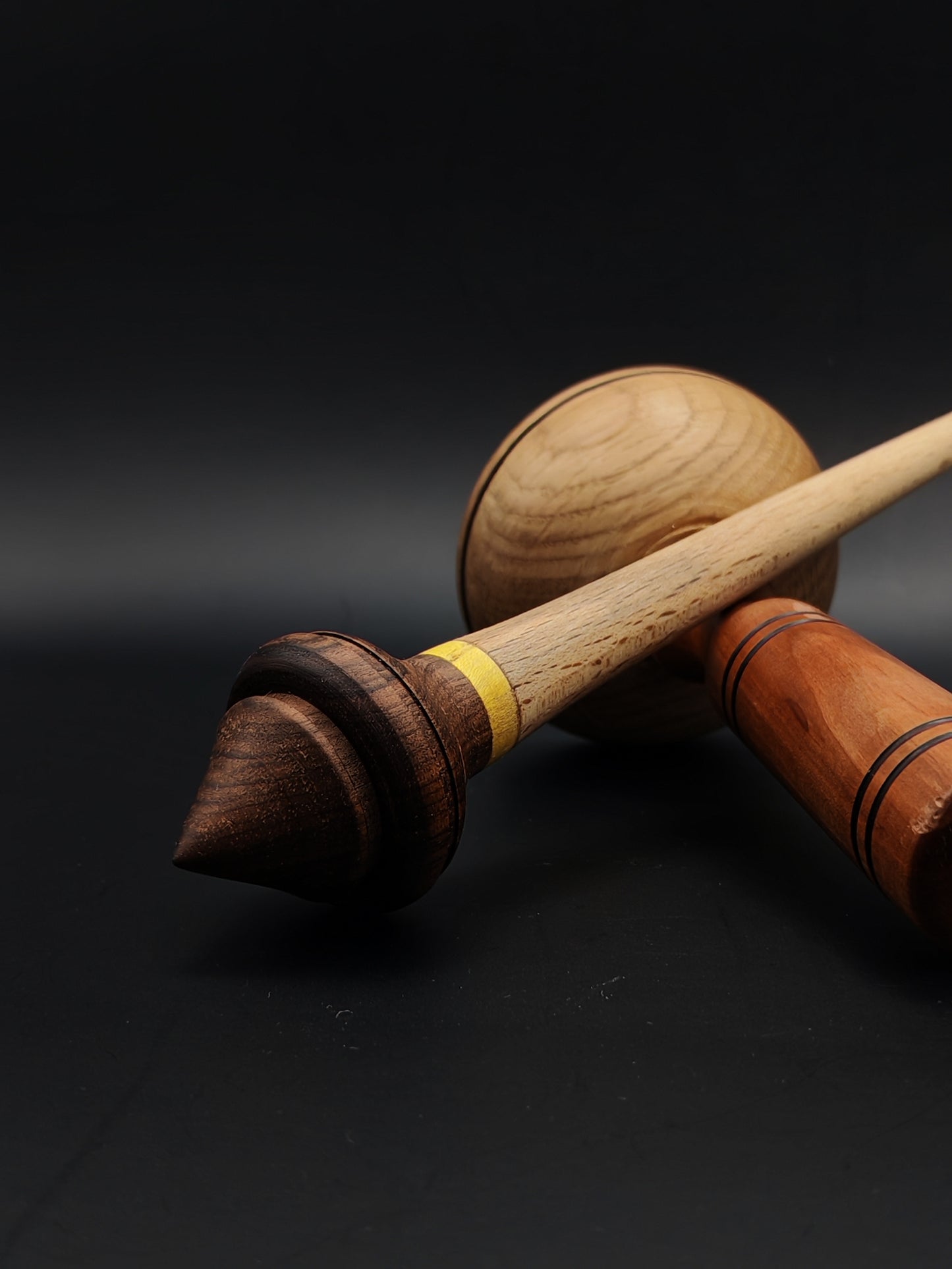 Oak & Mulberry Support Spindle with Walnut Whorl & Oak & Plum Lap Bowl