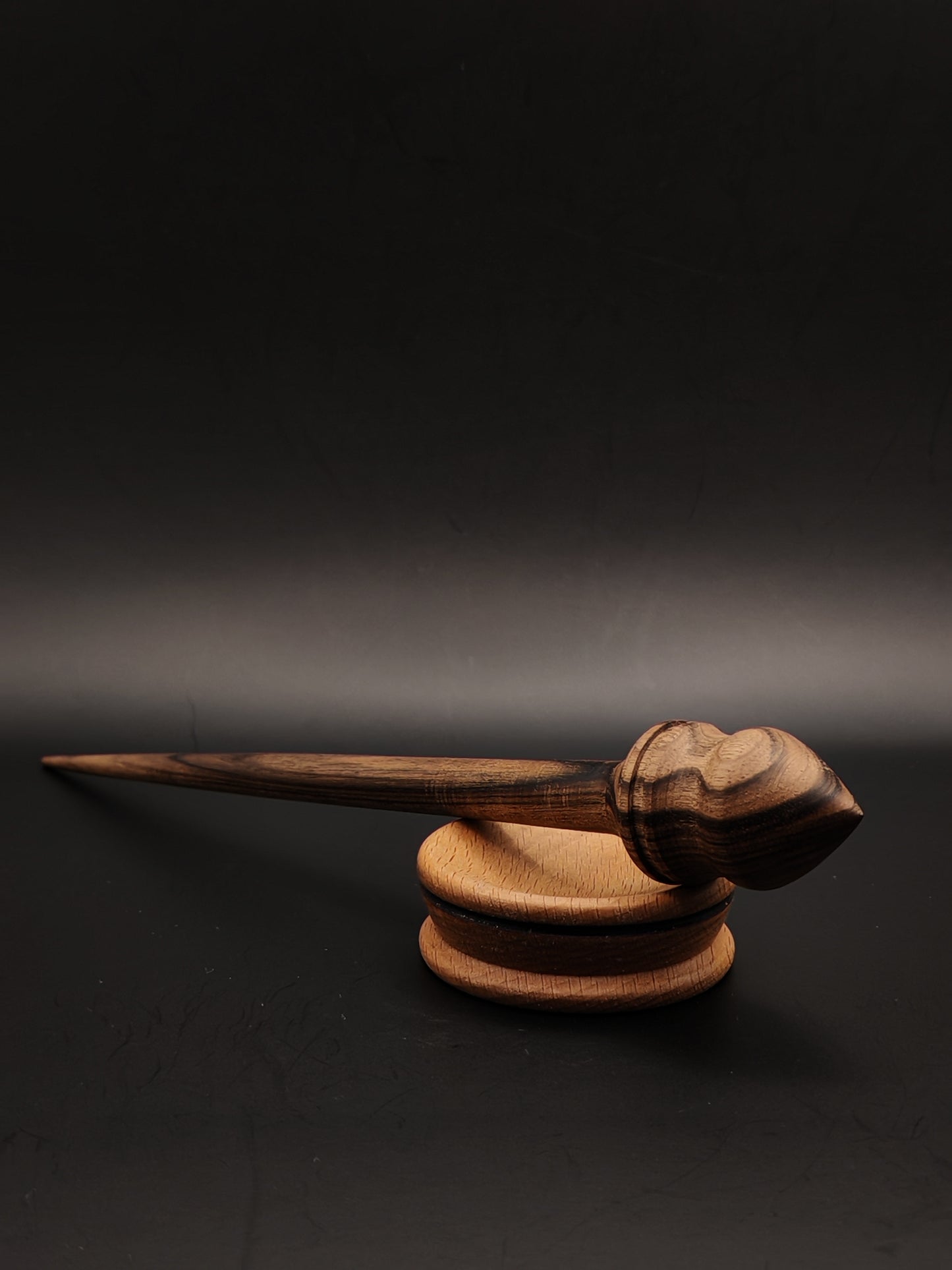 Handcrafted Walnut Support Spindle & Beech Bowl Set - Smooth Spinning for Fine Yarns