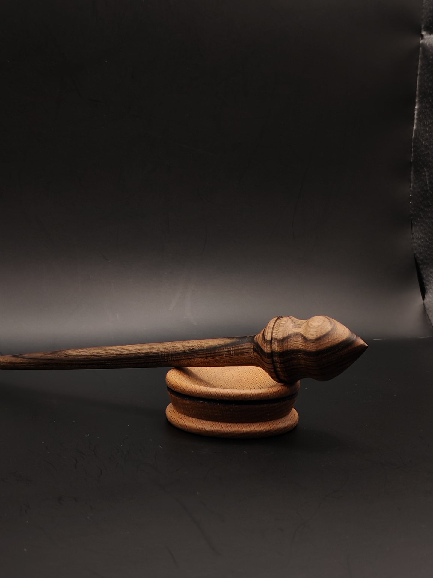 Handcrafted Walnut Support Spindle & Beech Bowl Set - Smooth Spinning for Fine Yarns