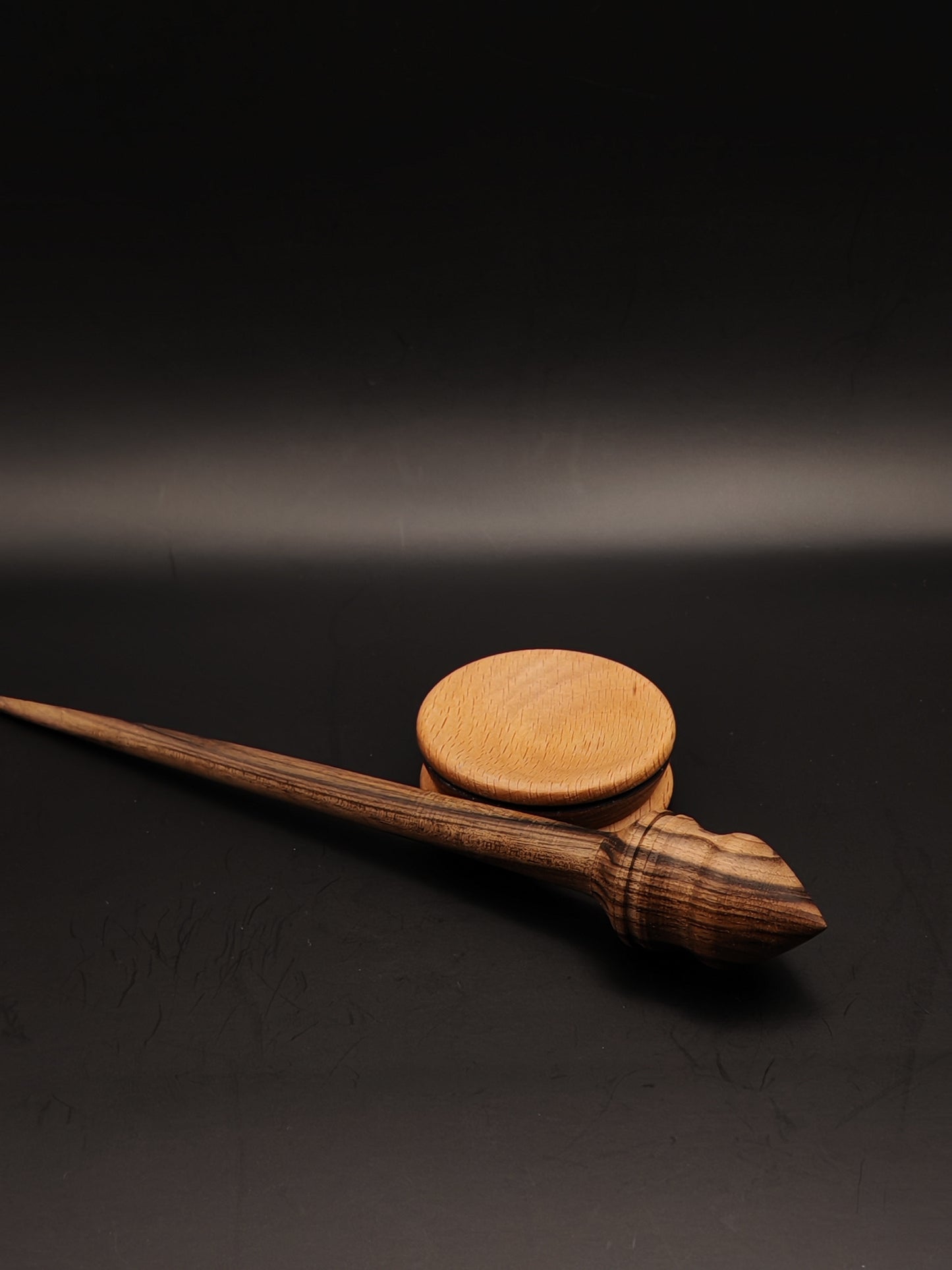 Handcrafted Walnut Support Spindle & Beech Bowl Set - Smooth Spinning for Fine Yarns