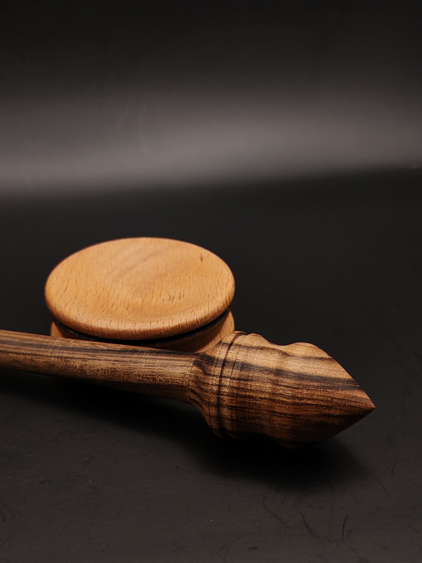 Handcrafted Walnut Support Spindle & Beech Bowl Set - Smooth Spinning for Fine Yarns