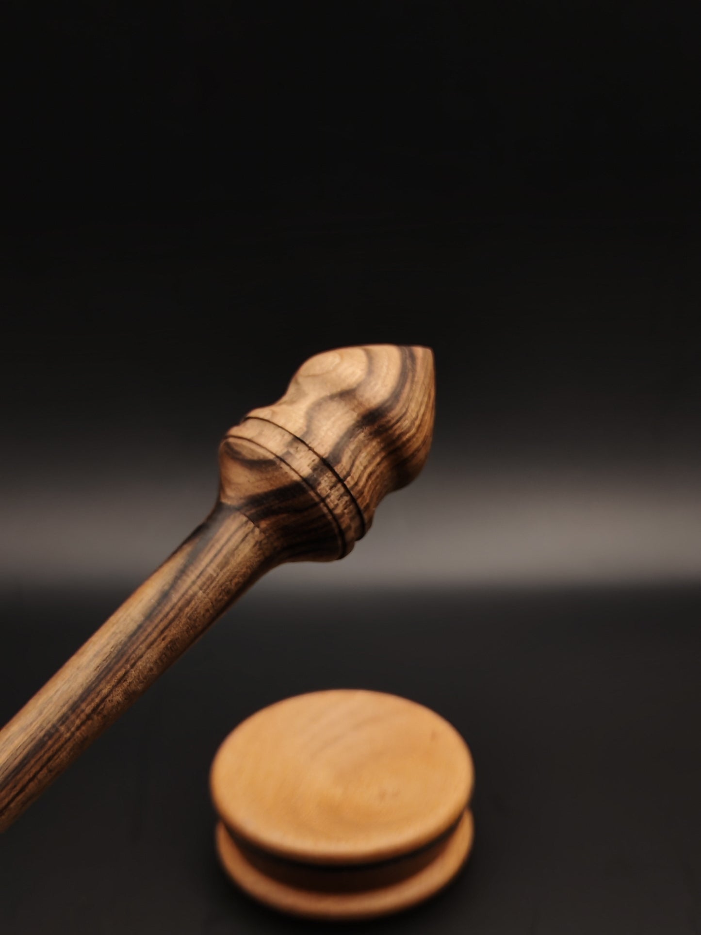 Handcrafted Walnut Support Spindle & Beech Bowl Set - Smooth Spinning for Fine Yarns