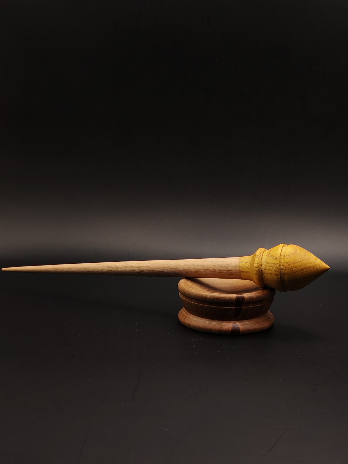 Elegant Mulberry & Beech Support Spindle Set with Plum Bowl - Fine Yarn Spinning