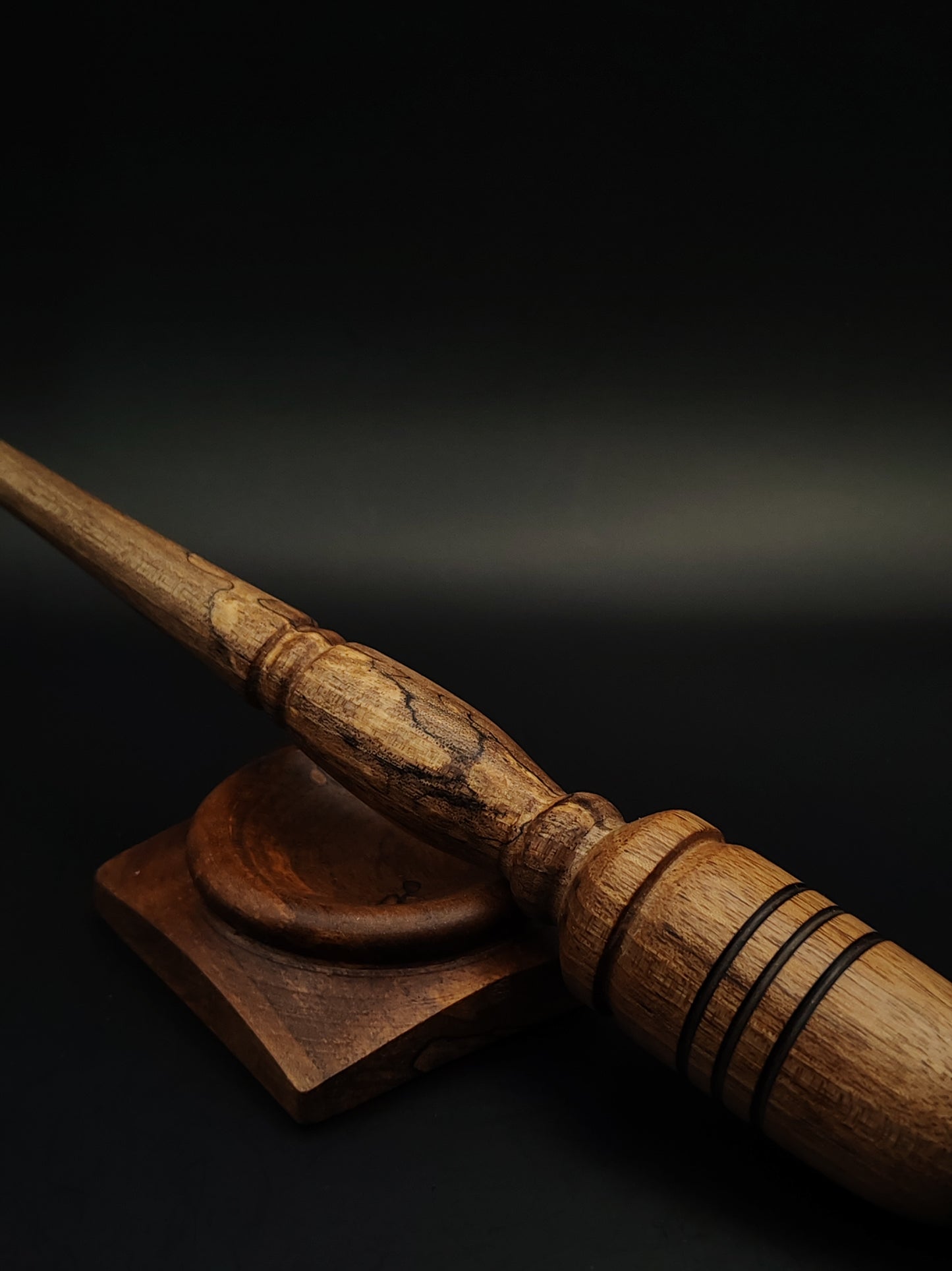 Walnut Goddess Support Spindle Set – 37g / 1.31oz, 28.5cm / 11.2in – With Matching Walnut Support Bowl | Organic Wax Finish