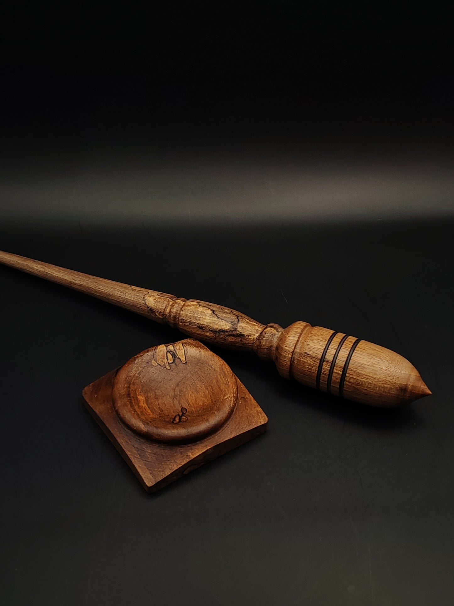 Walnut Goddess Support Spindle Set – 37g / 1.31oz, 28.5cm / 11.2in – With Matching Walnut Support Bowl | Organic Wax Finish