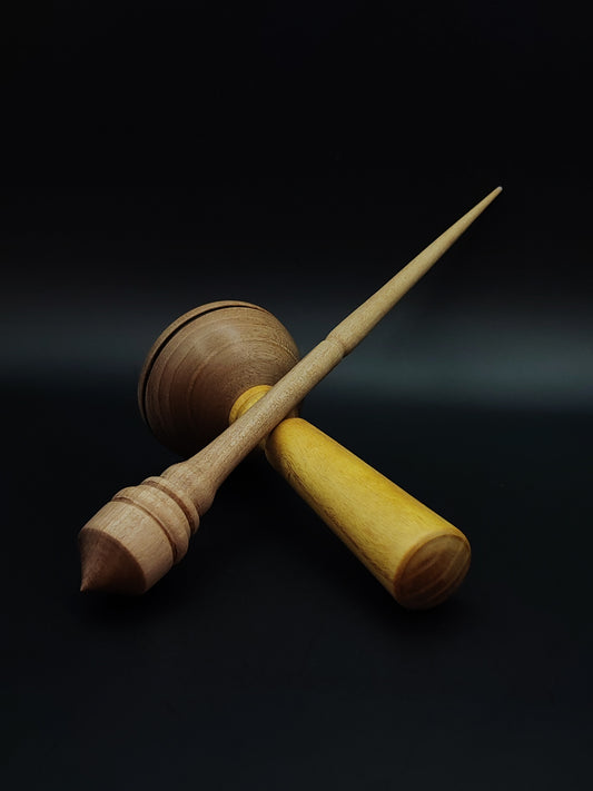 Support Spindle Set: Grey Walnut (25 cm / 9.84 in • 15 g / 0.53 oz) with Walnut & Mulberry Lap Support Bowl