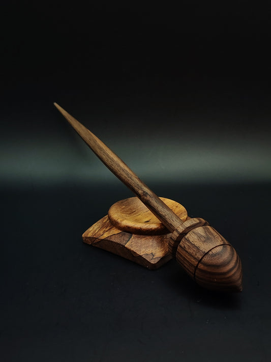 Support Spindle Set: Walnut Wood (24.5 cm / 9.65 in • 23 g / 0.81 oz) with Walnut Support Bowl