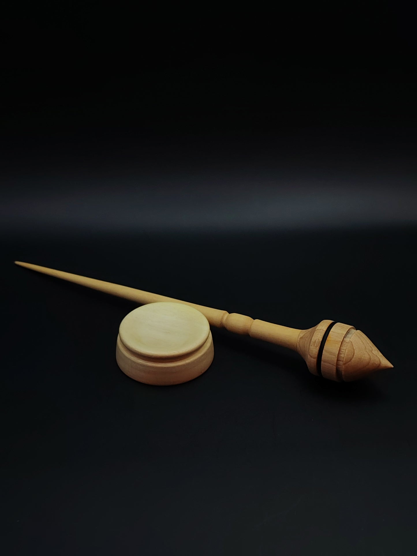 Support Spindle Set: Pear Shaft & Oak Whorl (24 cm / 9.45 in • 16 g / 0.56 oz) with Sycamore Support Bowl