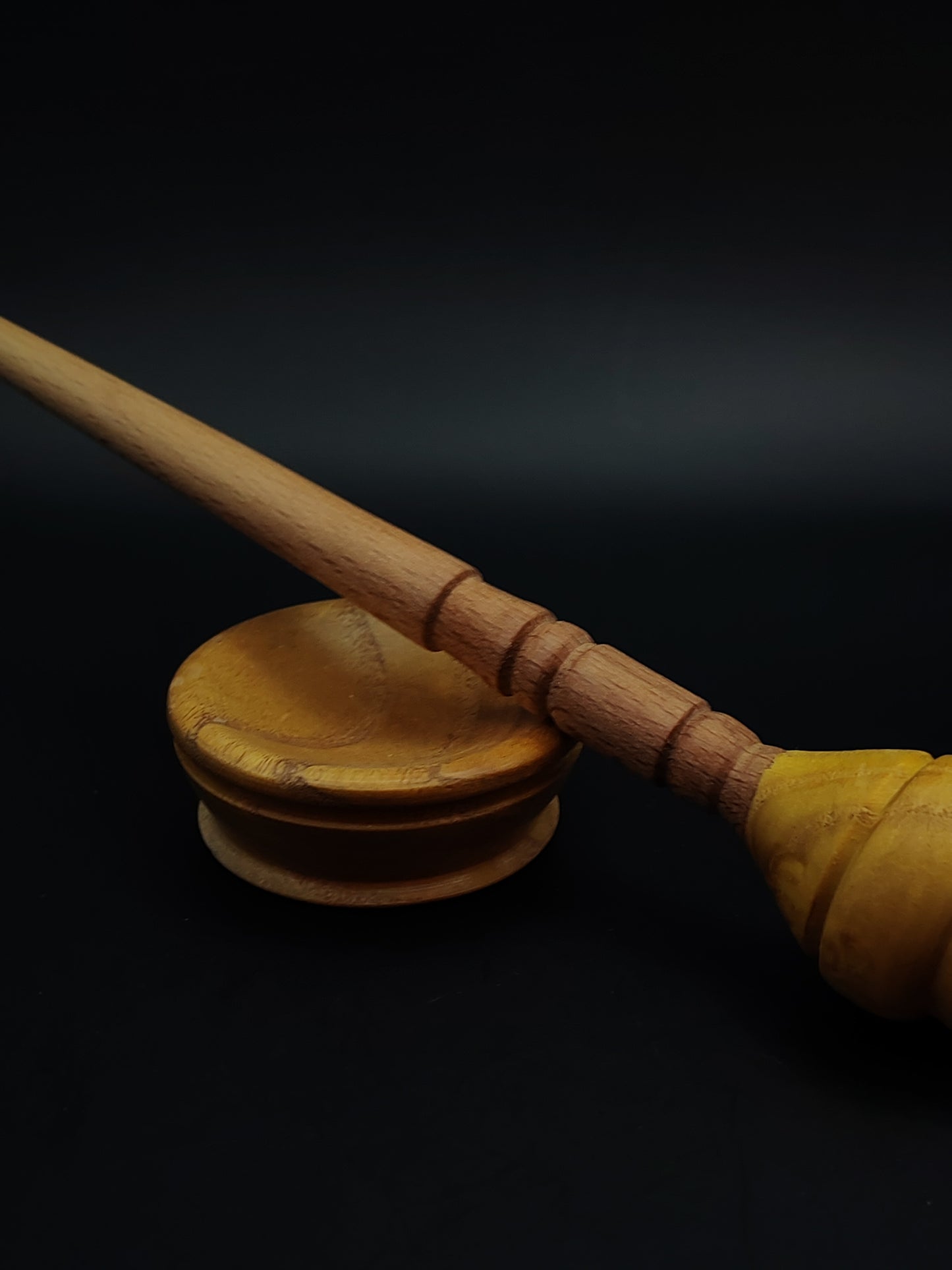 Support Spindle Set: Beech Shaft & Mulberry Whorl (25 cm / 9.84 in • 21 g / 0.74 oz) with Mulberry Support Bowl