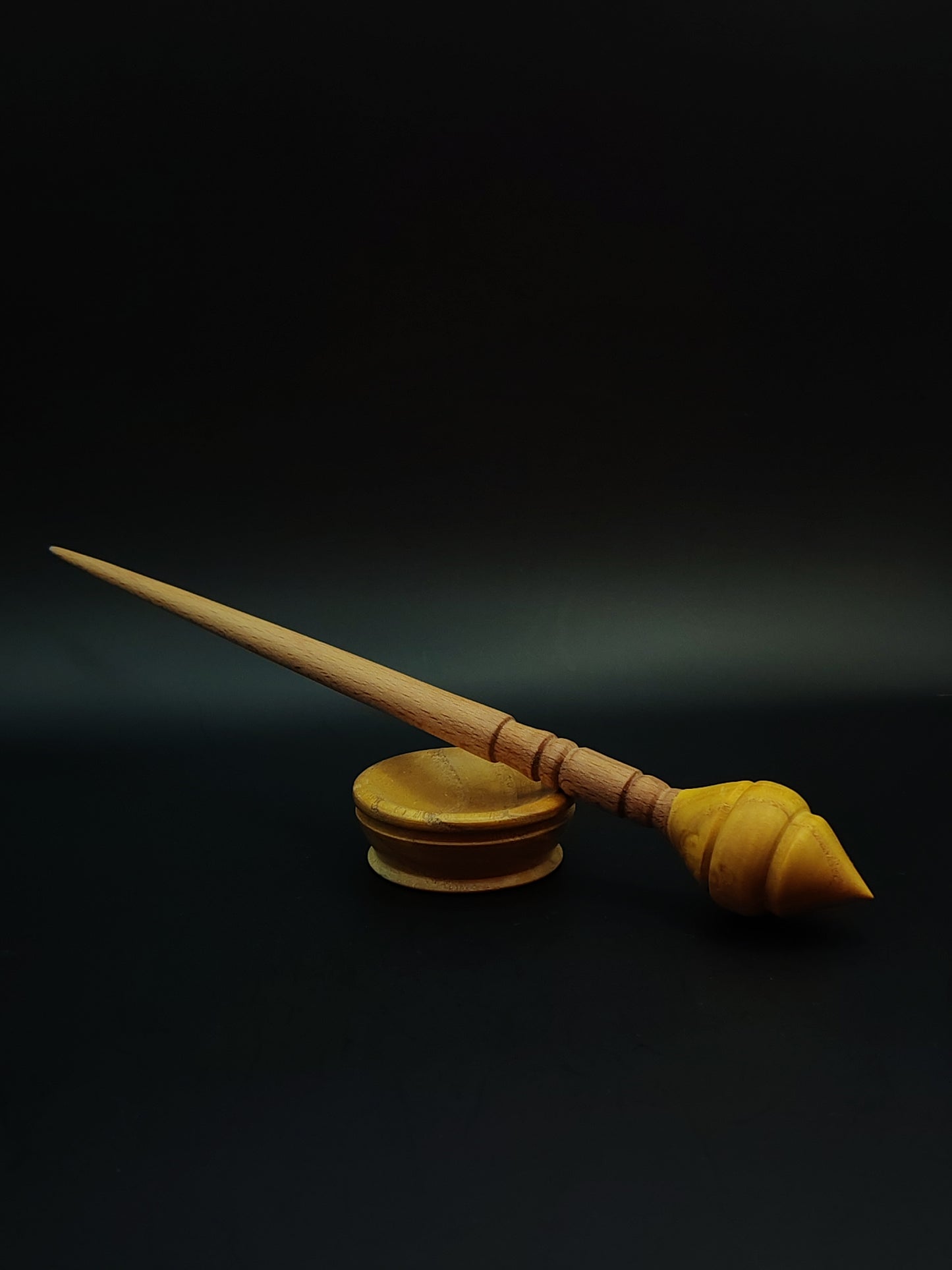 Support Spindle Set: Beech Shaft & Mulberry Whorl (25 cm / 9.84 in • 21 g / 0.74 oz) with Mulberry Support Bowl
