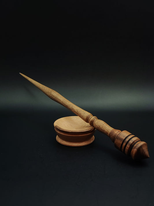 Support Spindle Set: Walnut Wood (25.5 cm / 10.04 in • 19 g / 0.67 oz) with Walnut Support Bowl